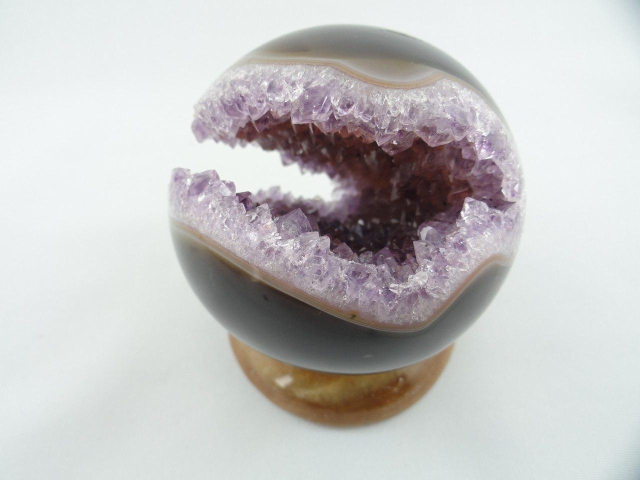 AMETHYST GEODE SPHERE From Uruguay (Includes Agate Stand) ~ Stone of Protection, Purification, Spirituality* - Earth Family Crystals