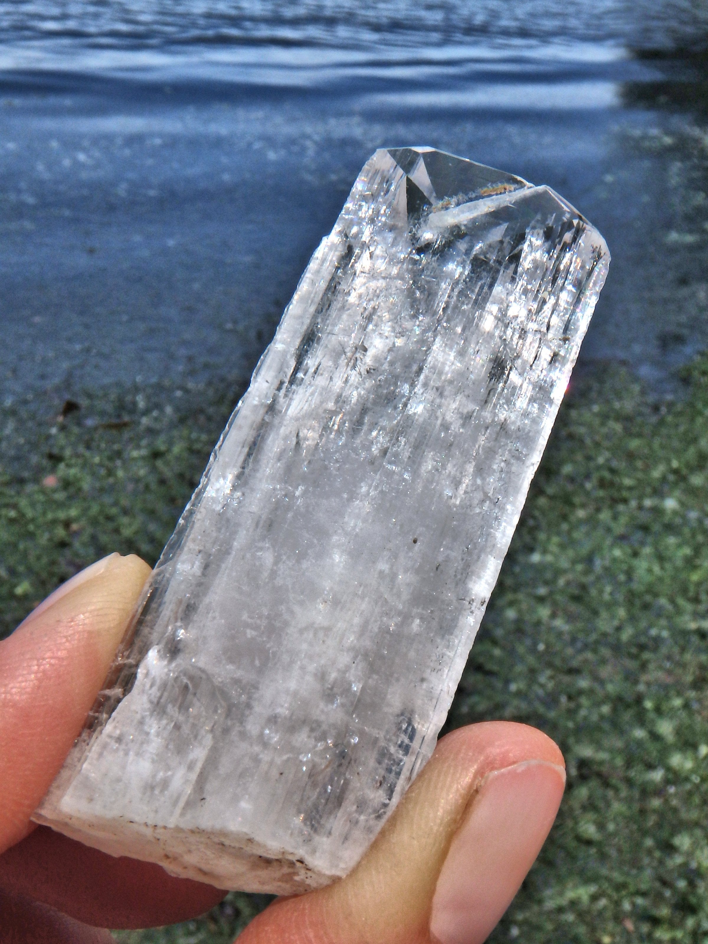Extremely Brilliant Unpolished Clear Danburite Point From Mexico - Earth Family Crystals