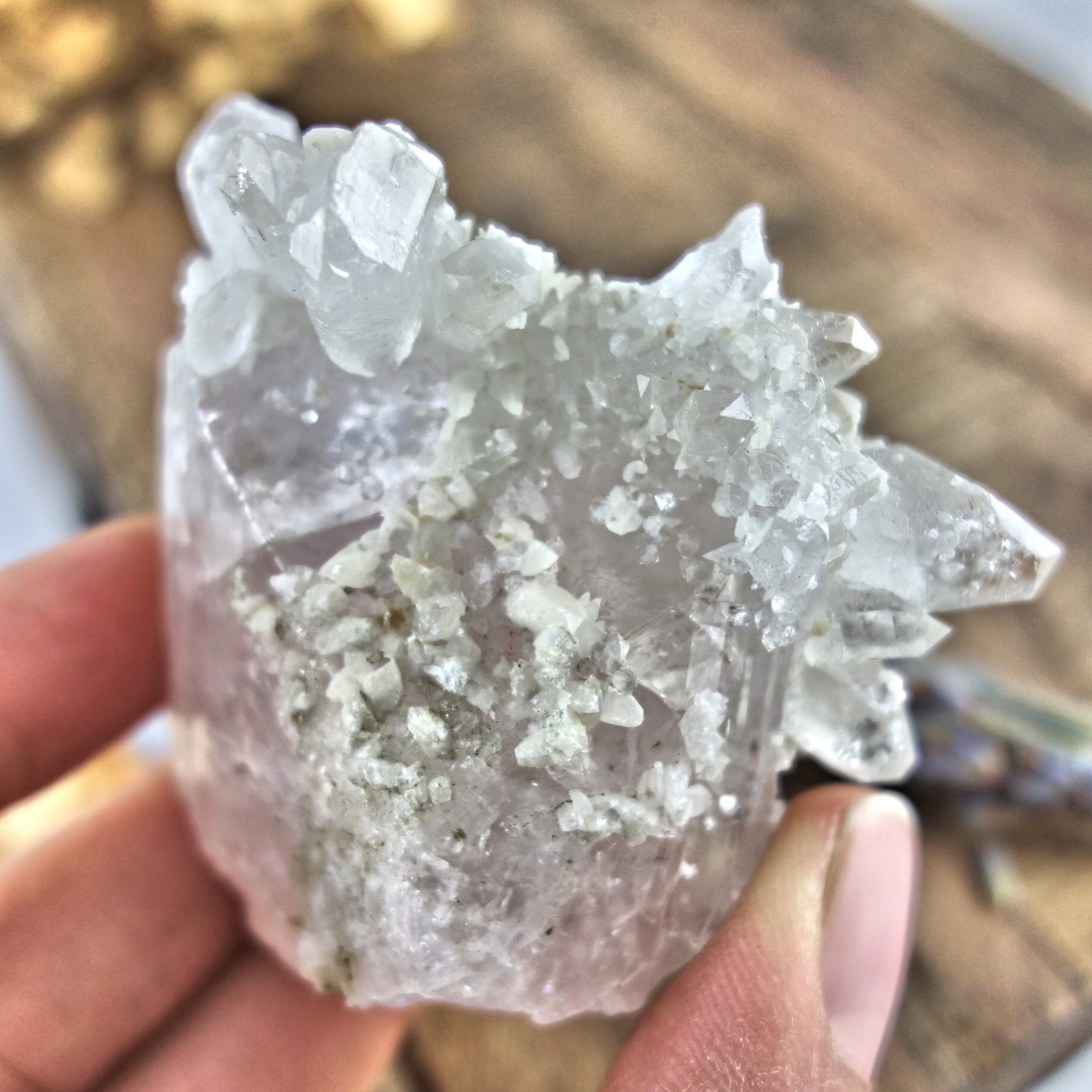 One of a Kind Pink Danburite Crusted with Mini Danburite & Quartz Baby Points