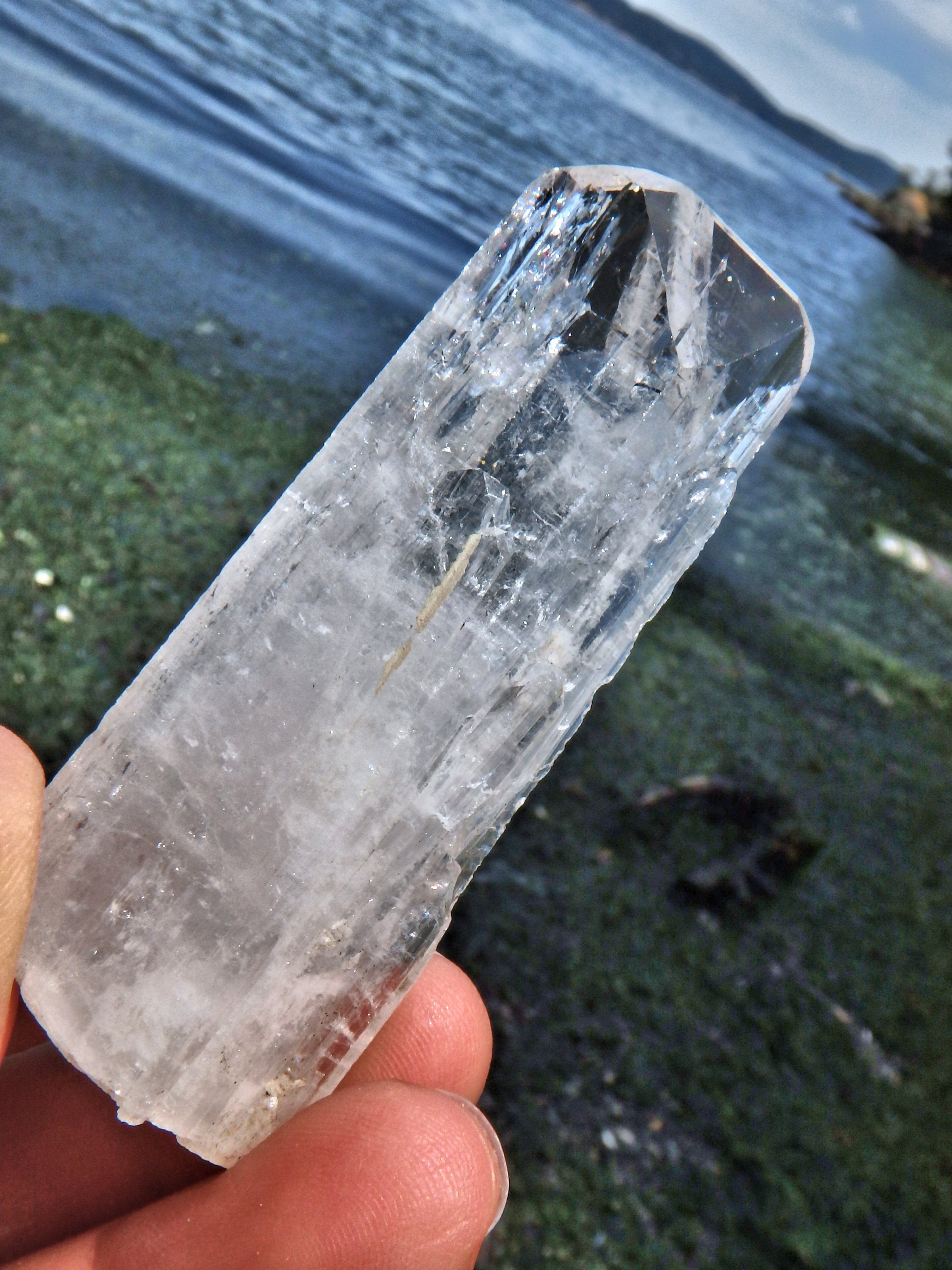 Extremely Brilliant Unpolished Clear Danburite Point From Mexico - Earth Family Crystals