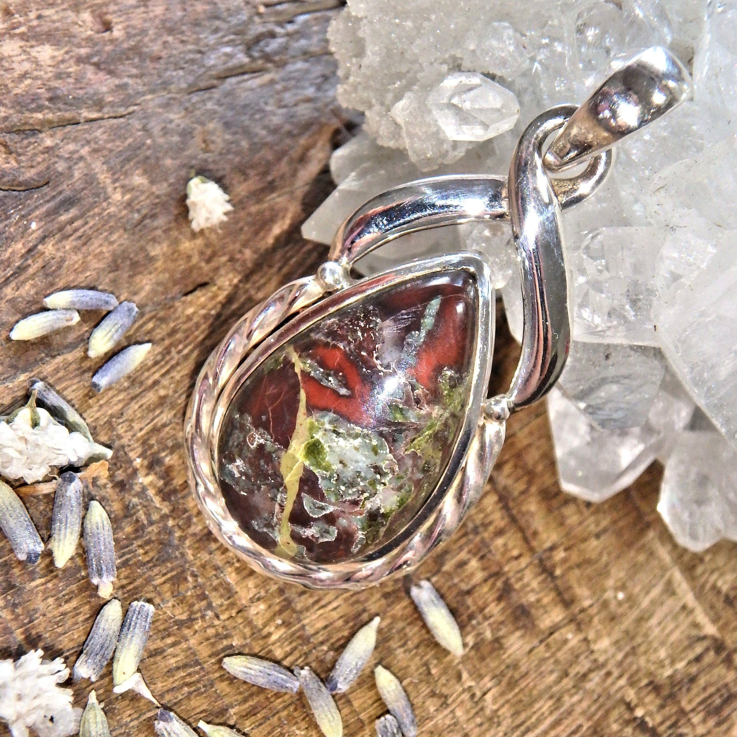 Dragon Blood Jasper Sterling Silver Pendant (Includes Silver Chain) - Earth Family Crystals