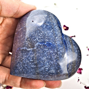 Sweet Puffy Blue Dumortierite Love Heart Carving From Brazil - Earth Family Crystals