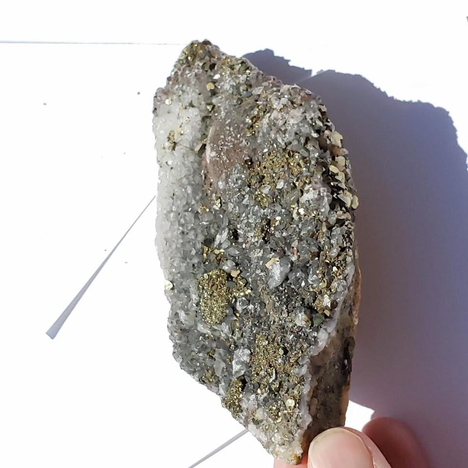 Golden Pyrite & Clear Quartz Large Cluster Specimen - Earth Family Crystals