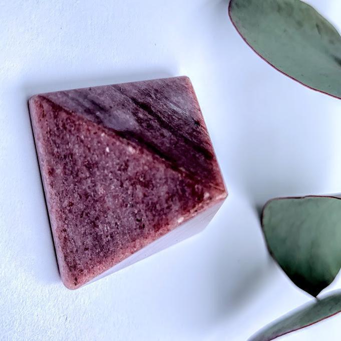 Creamy Burgundy Rare Thulite Pyramid Carving From Greenland - Earth Family Crystals