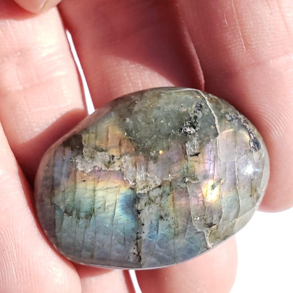 Pink & Purple Included Labradorite Small Palm Stone #3 - Earth Family Crystals
