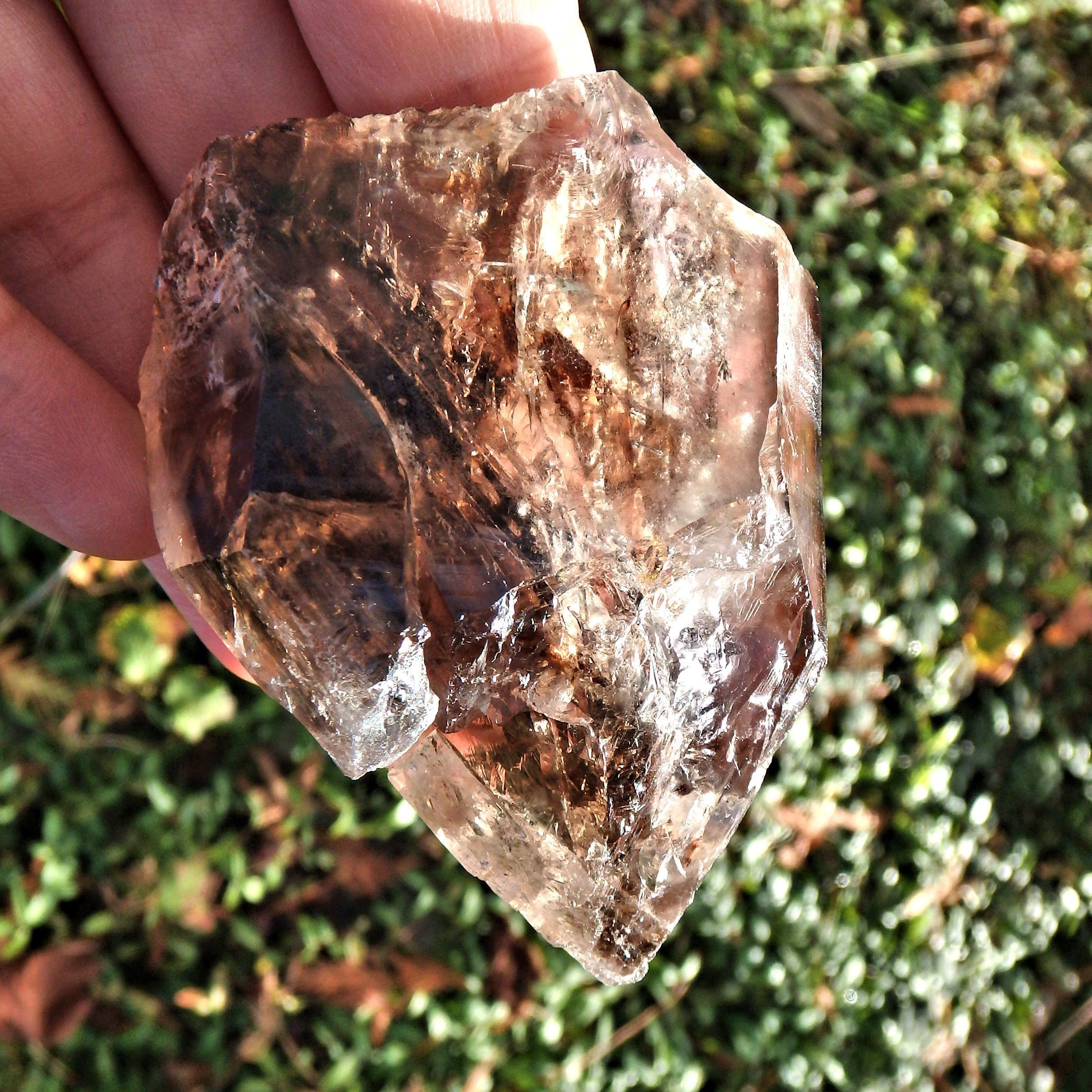 Deep Caves & Self Healing  Elestial Smoky Quartz From Brazil - Earth Family Crystals