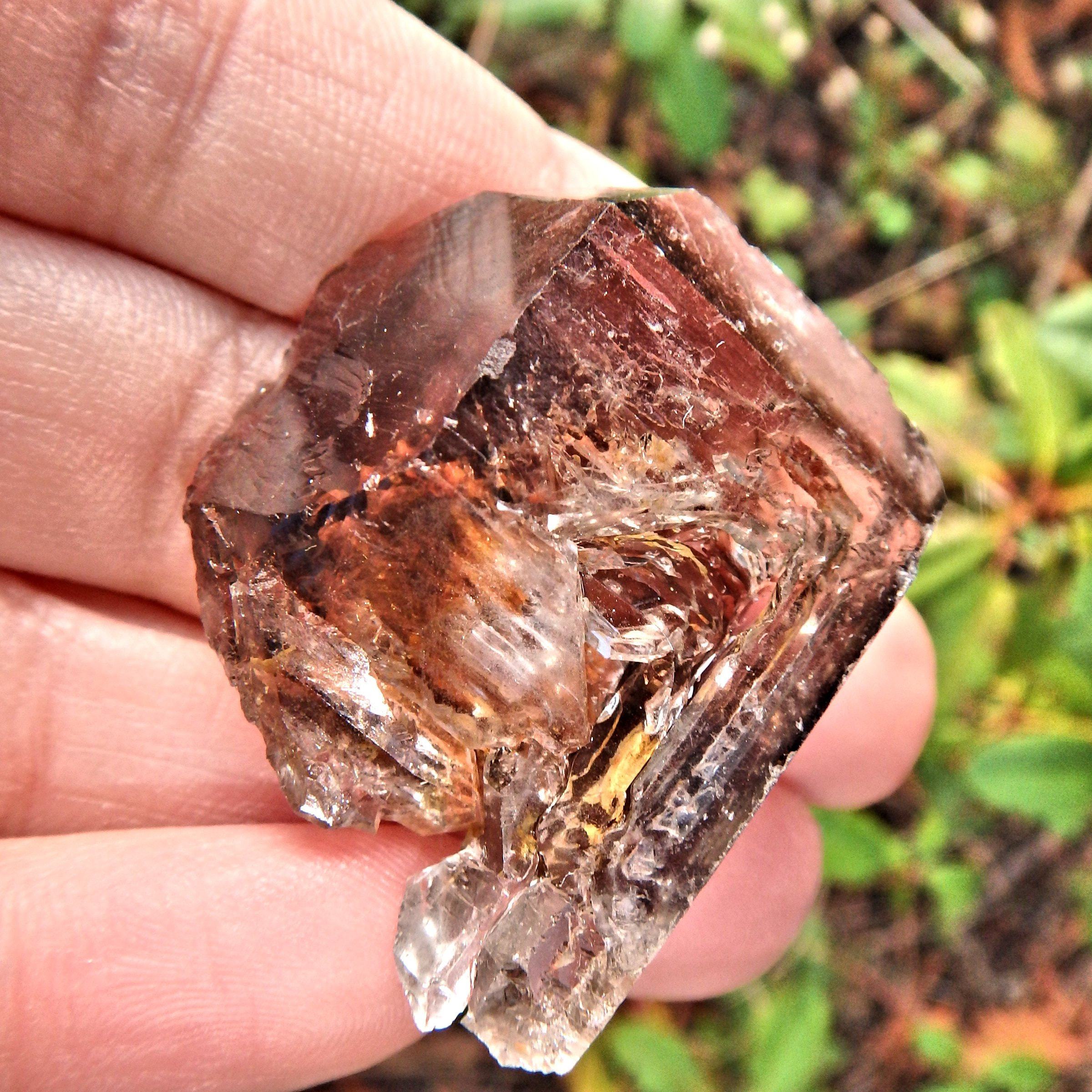 Cute Hand Held  Elestial Smoky  Quartz From Brazil - Earth Family Crystals