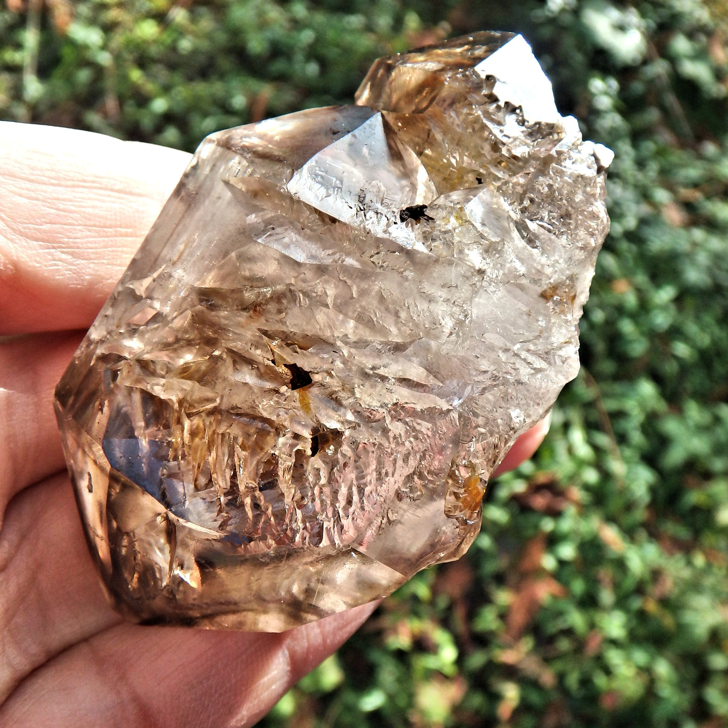 HIgh Vibration Double Terminated  Elestial Smoky Quartz From Brazil With Self Healing - Earth Family Crystals