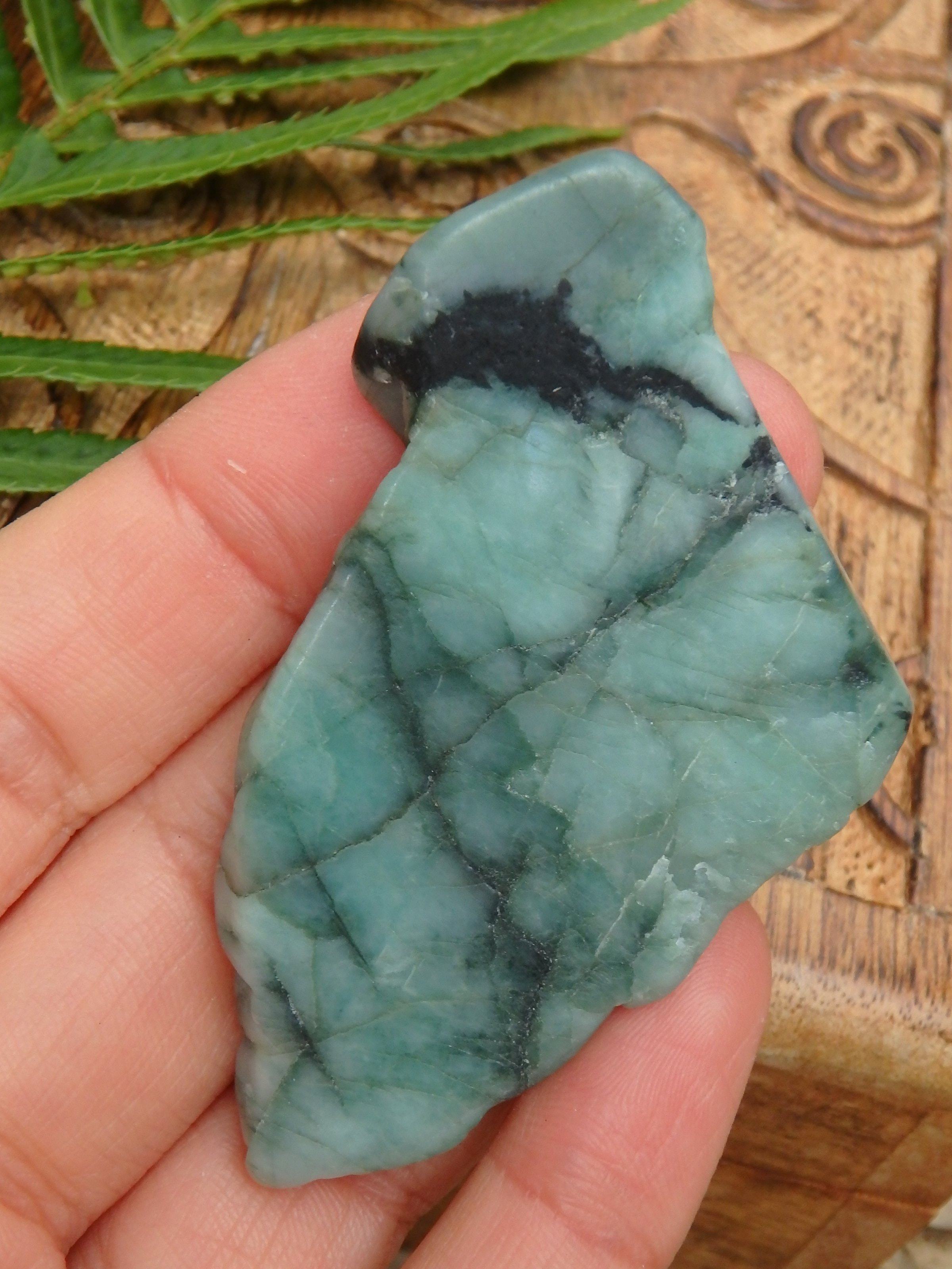 Deep Green Emerald Slice From Brazil 1 - Earth Family Crystals