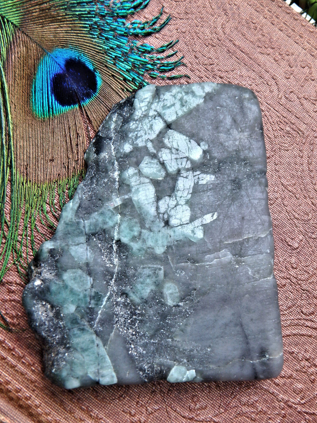 Brazillian Deep Green Emerald in Matrix Flat Specimen Perfect for Body Layouts - Earth Family Crystals