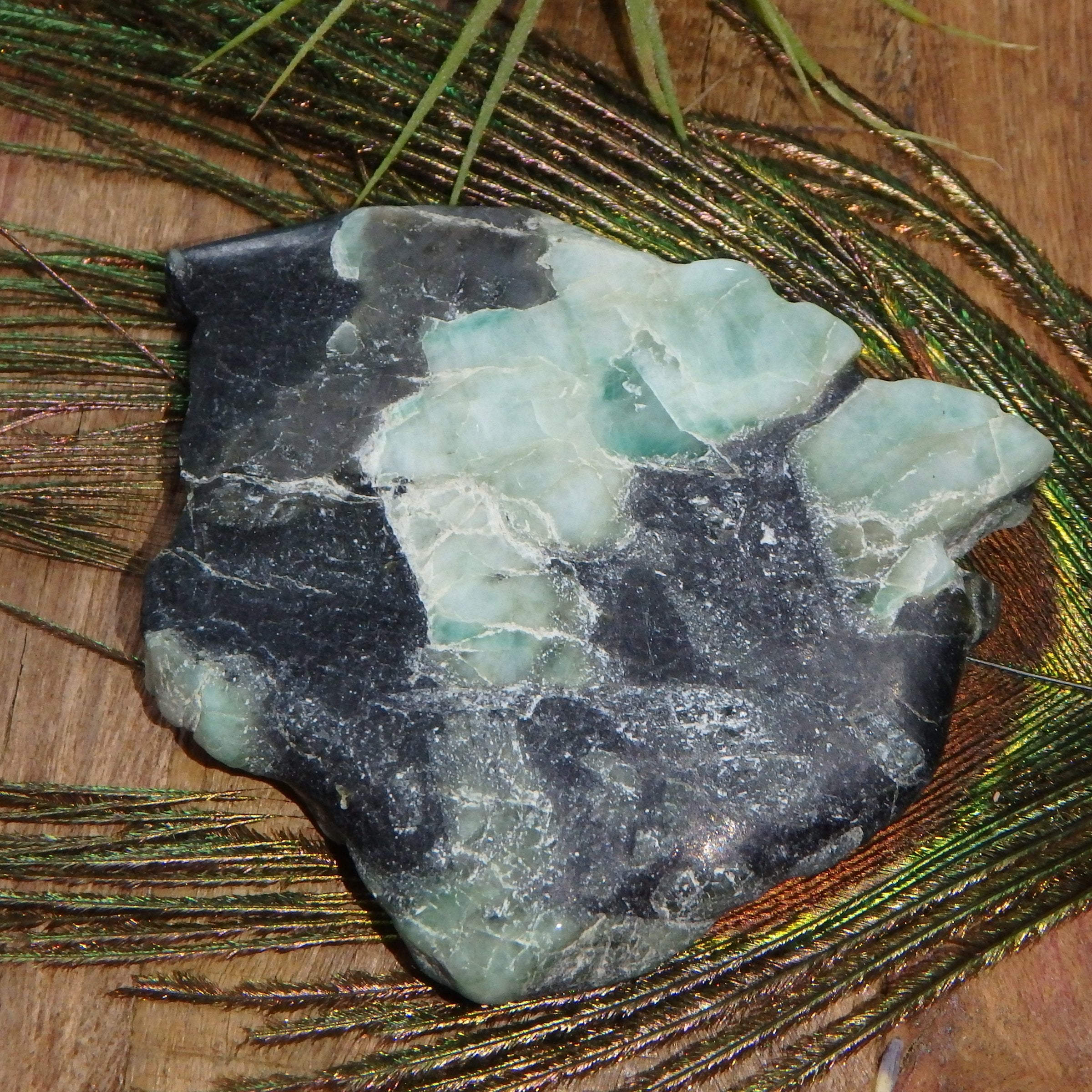 Frosted Green Emerald Slice in Matrix From Brazil2 - Earth Family Crystals