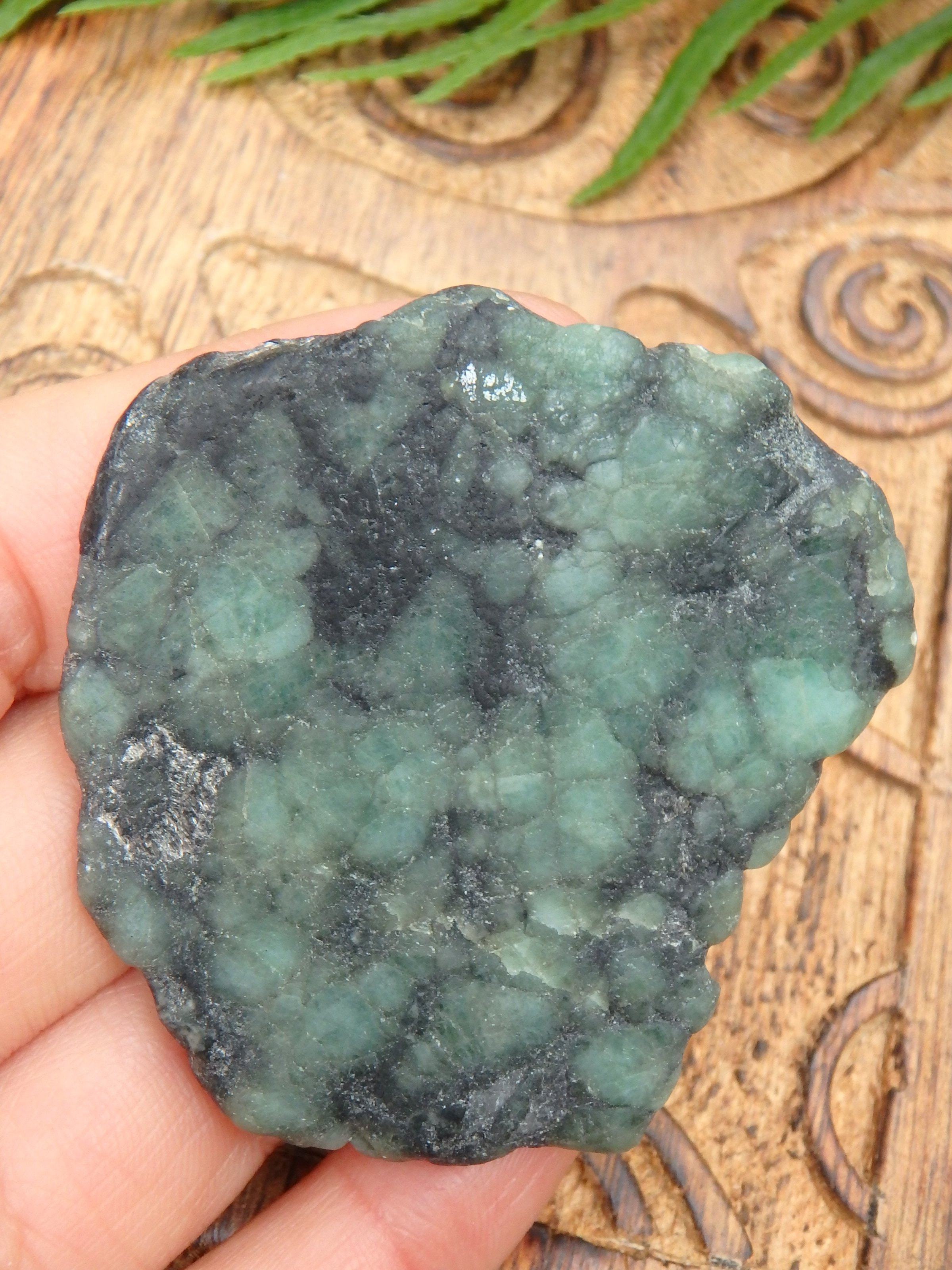 Deep Green Emerald Slice From Brazil 2 - Earth Family Crystals