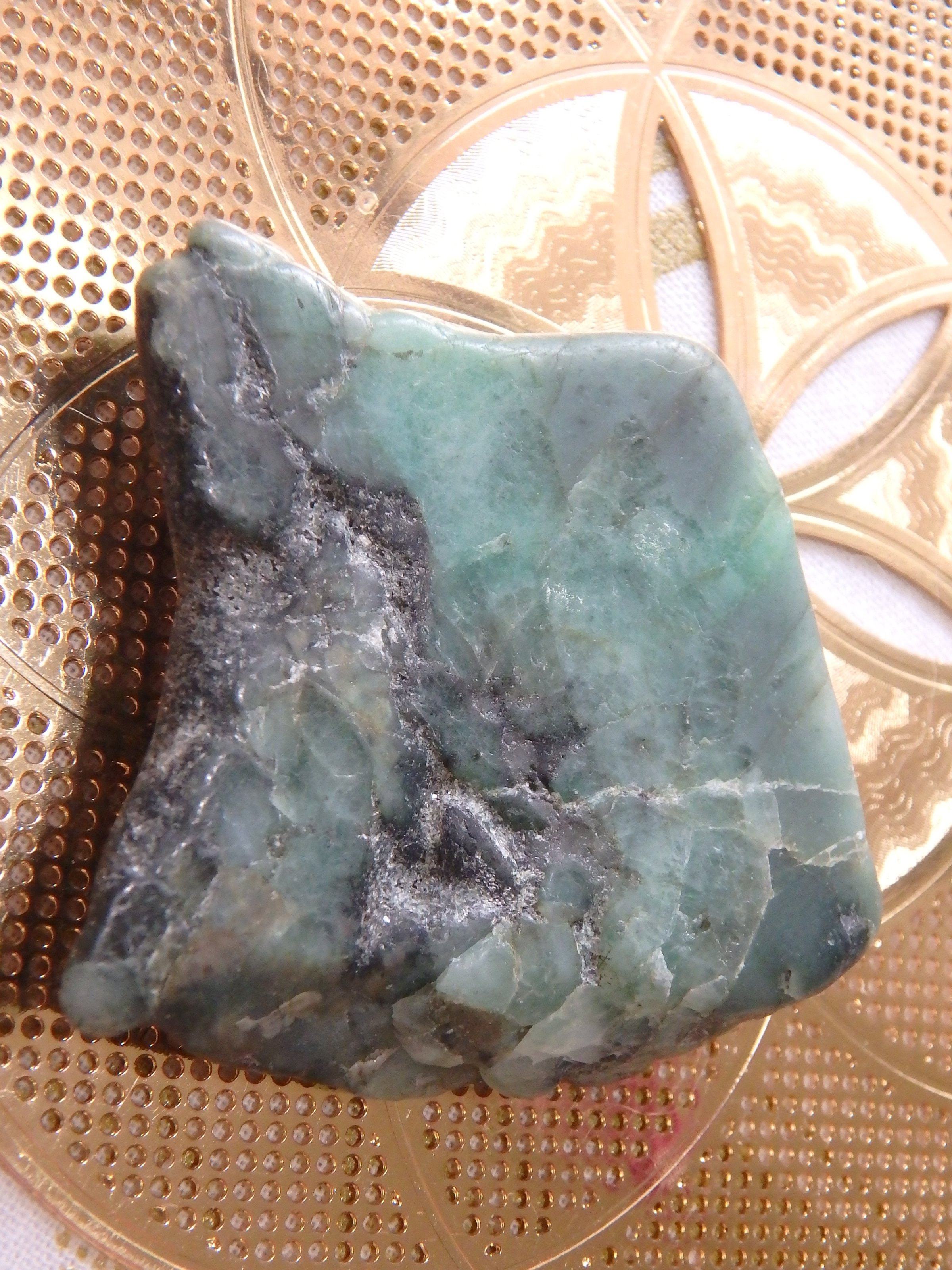 Deep Green Emerald Slice Free Form Specimen From Brazil 1 - Earth Family Crystals
