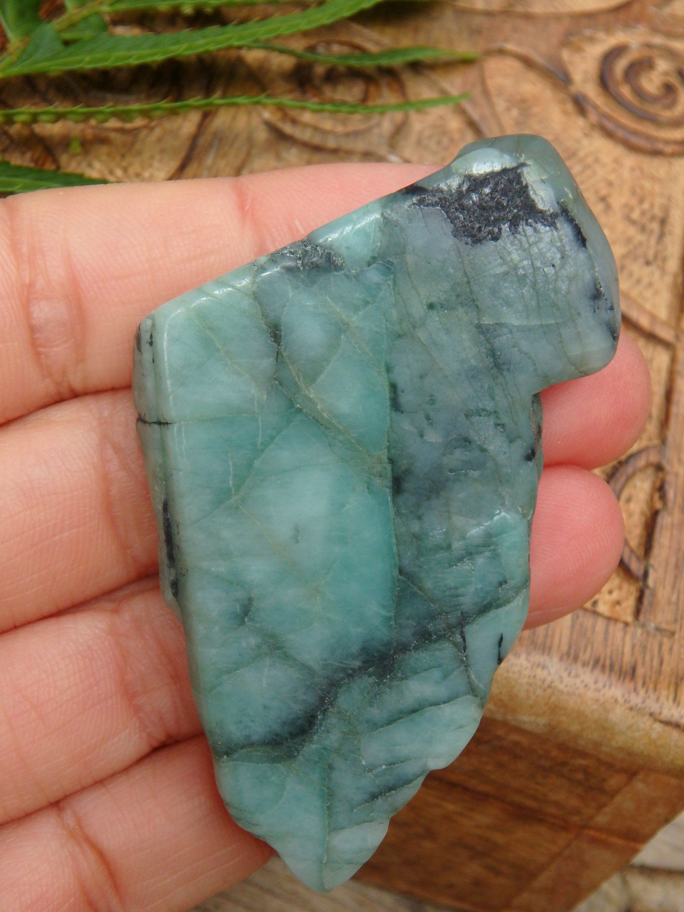 Deep Green Emerald Slice From Brazil 1 - Earth Family Crystals