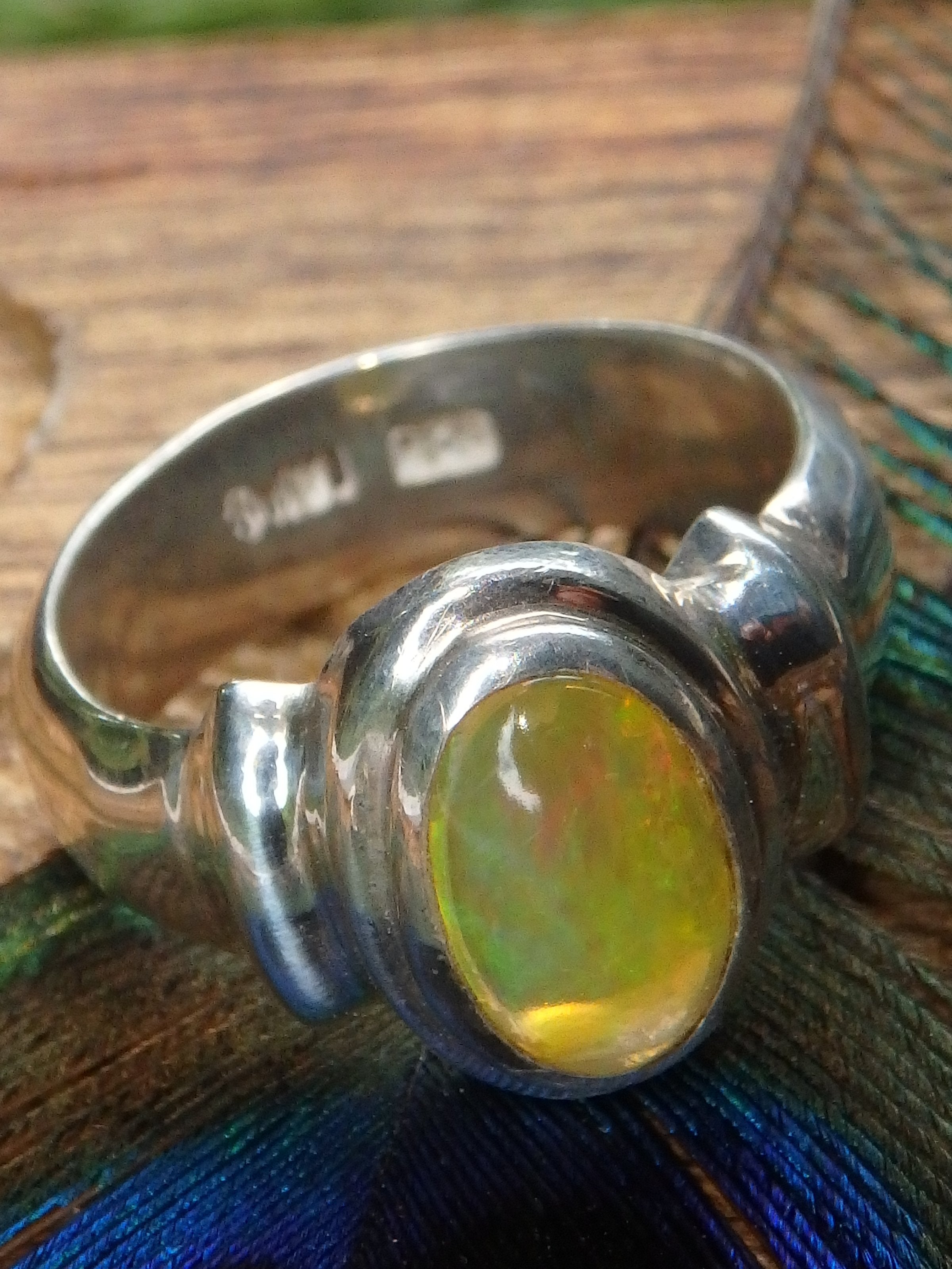 Golden Ethiopian Opal Ring in Sterling Silver (Size 7) - Earth Family Crystals