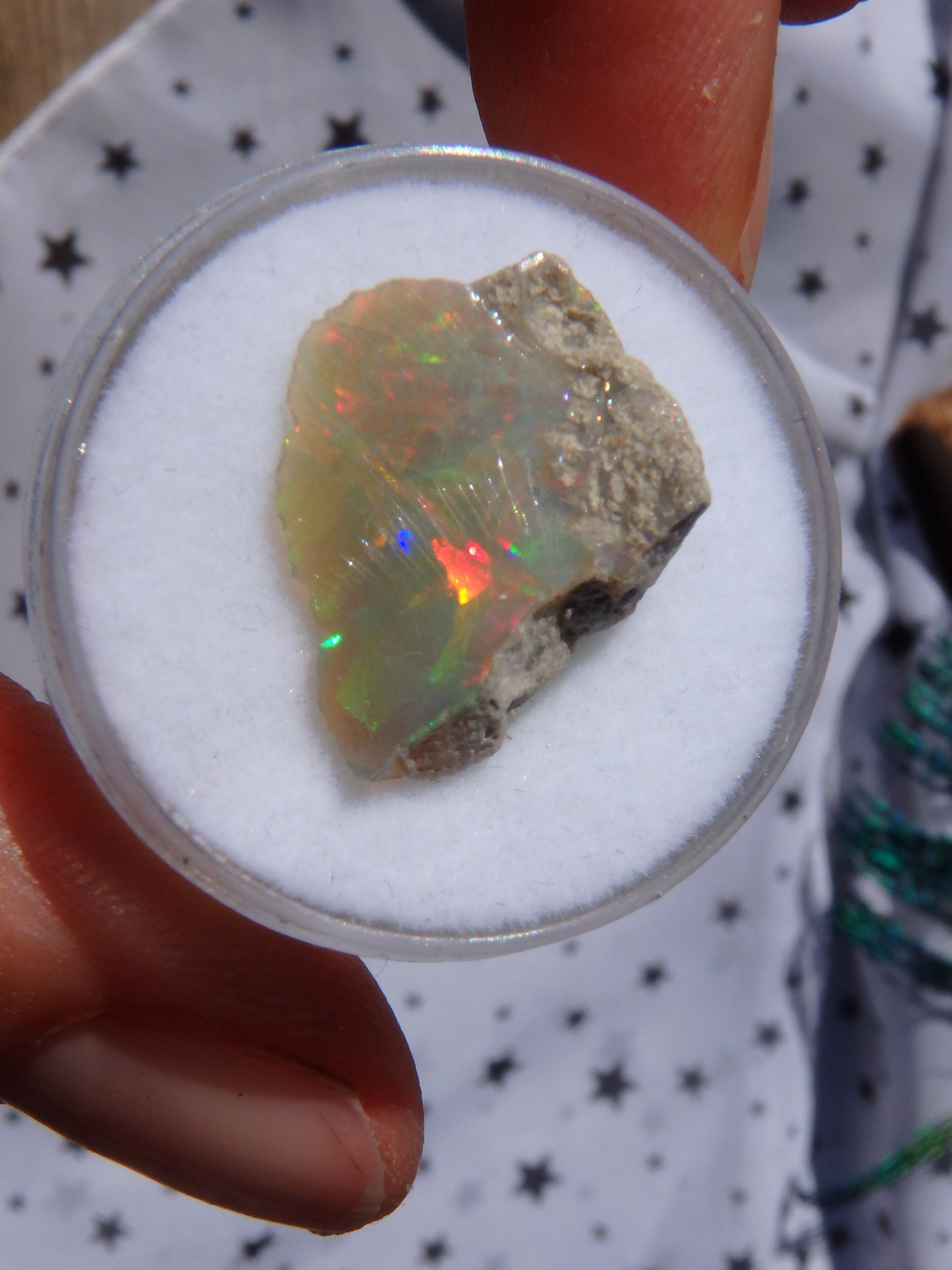 Beautiful Flashes Dainty Ethiopian Opal Raw Collectors Specimen 2 - Earth Family Crystals