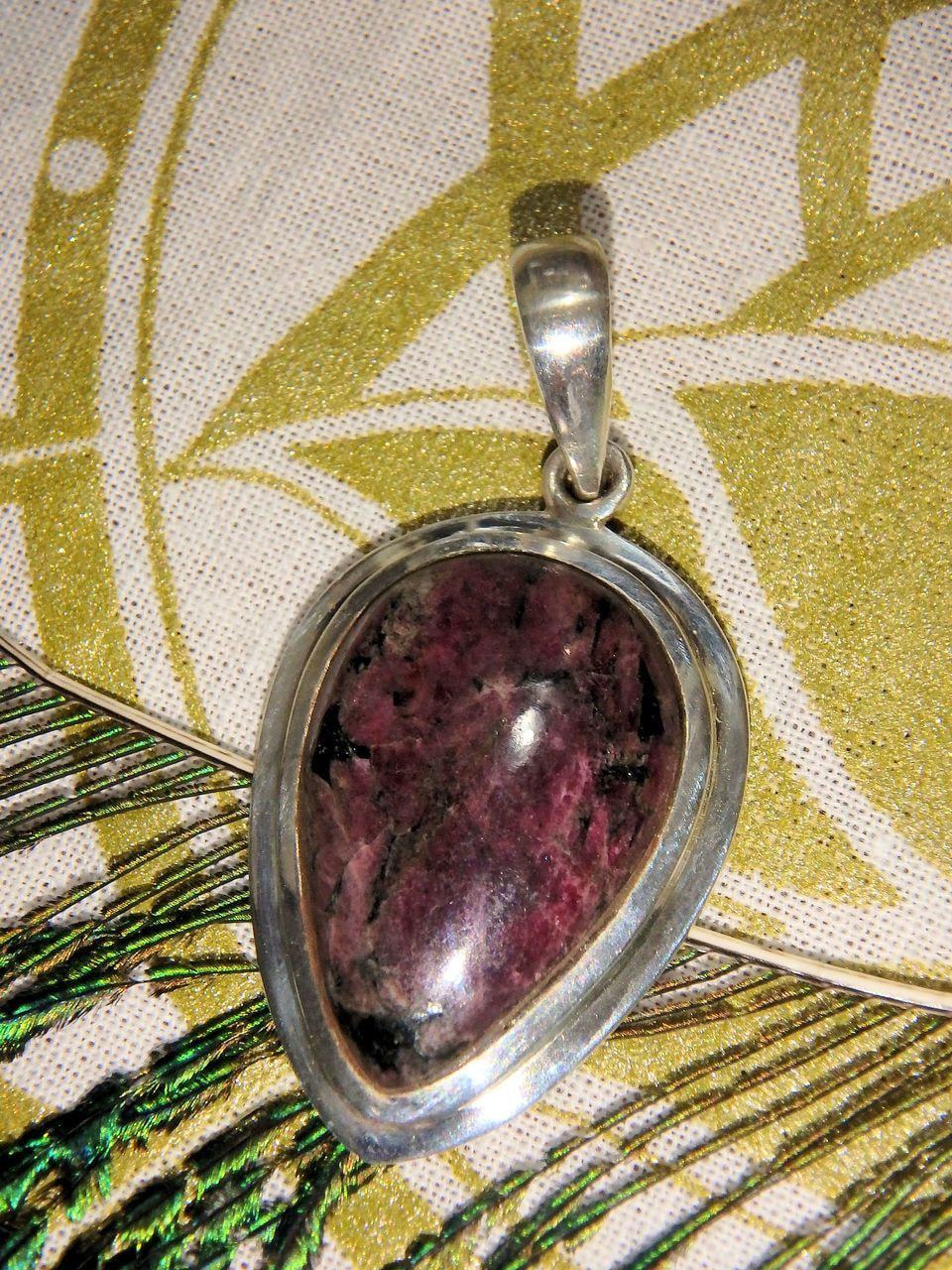 Cranberry Red Eudialyte Pendant in Sterling Silver (Includes Silver Chain) - Earth Family Crystals