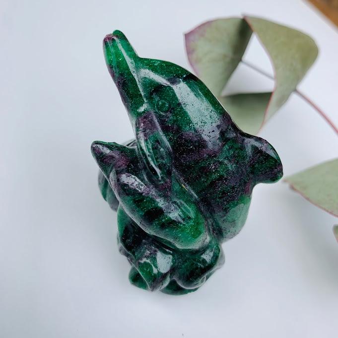 Ruby Zoisite Double Dolphin Standing Display Carving *REDUCED*