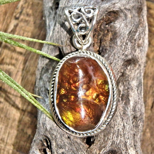 Sparkles of Color Mexican Fire Agate Gemstone Pendant in Sterling Silver (Includes Silver Chain) *REDUCED* - Earth Family Crystals