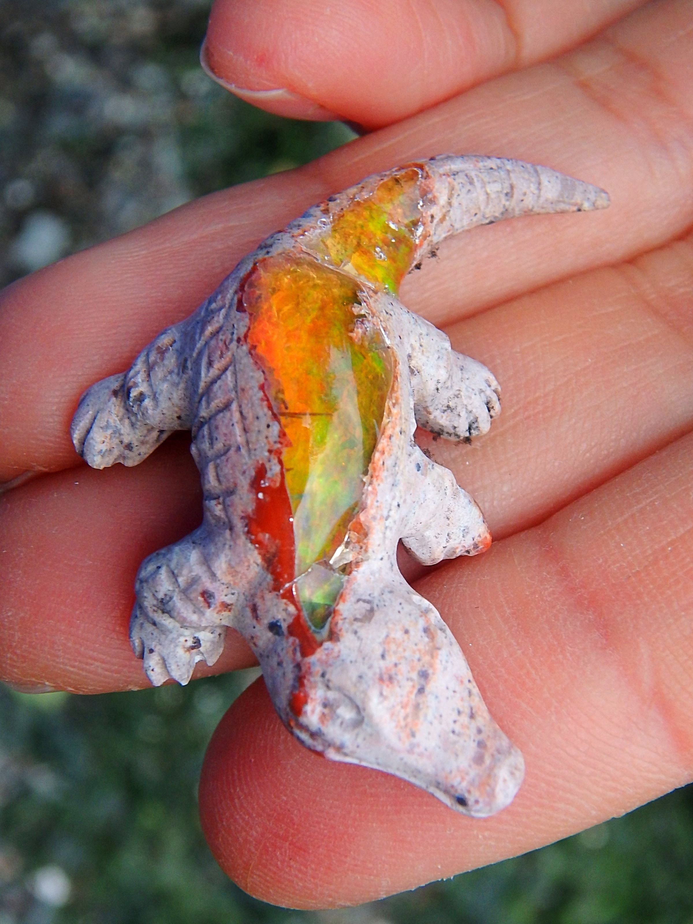 Cute Crocodile Mexican Fire Opal Carving - Earth Family Crystals