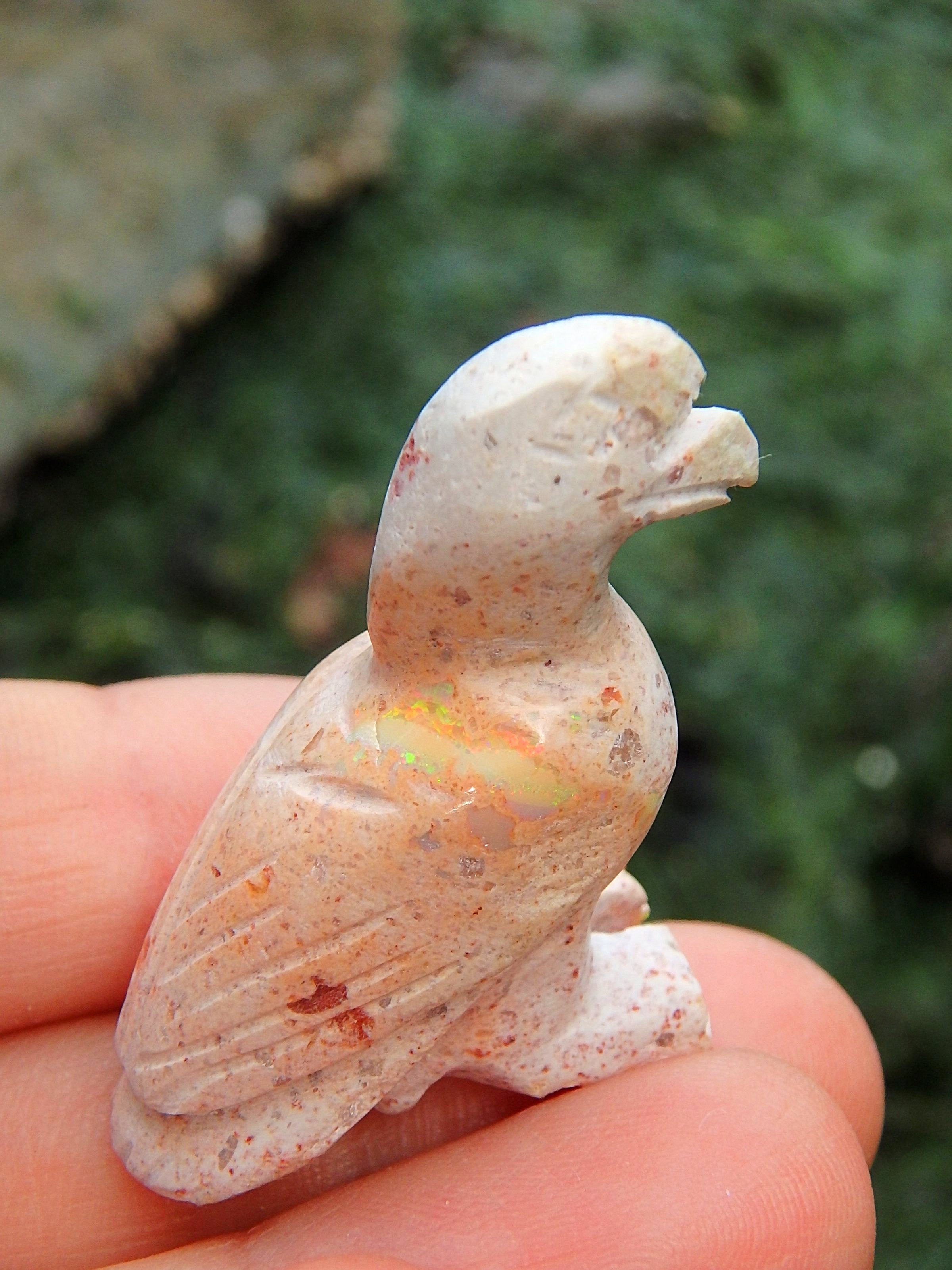 Elegant Eagle Mexican Fire Opal Carving - Earth Family Crystals