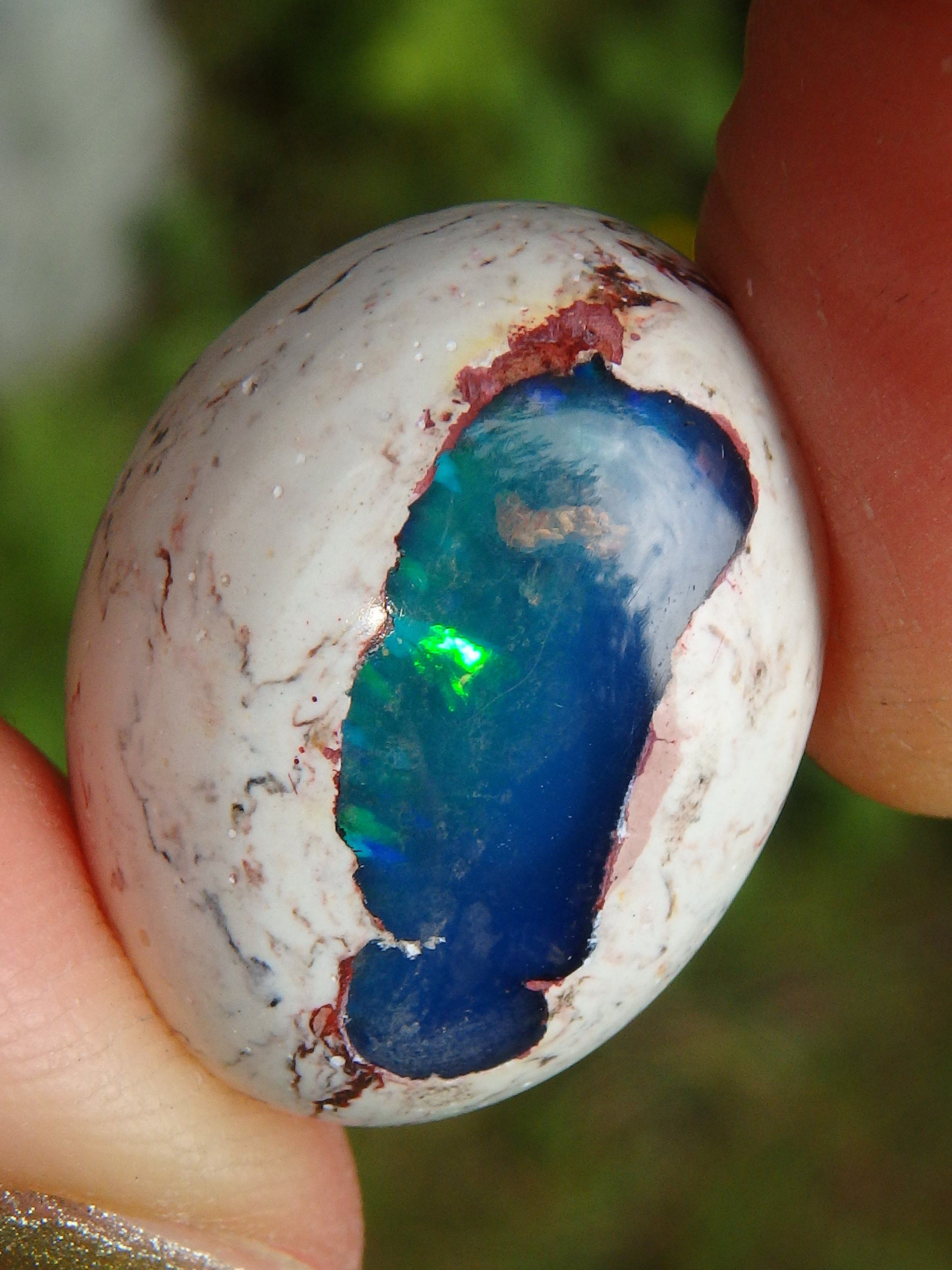 Amazing Green Sparkle Mexican Fire Opal Cabochon - Earth Family Crystals