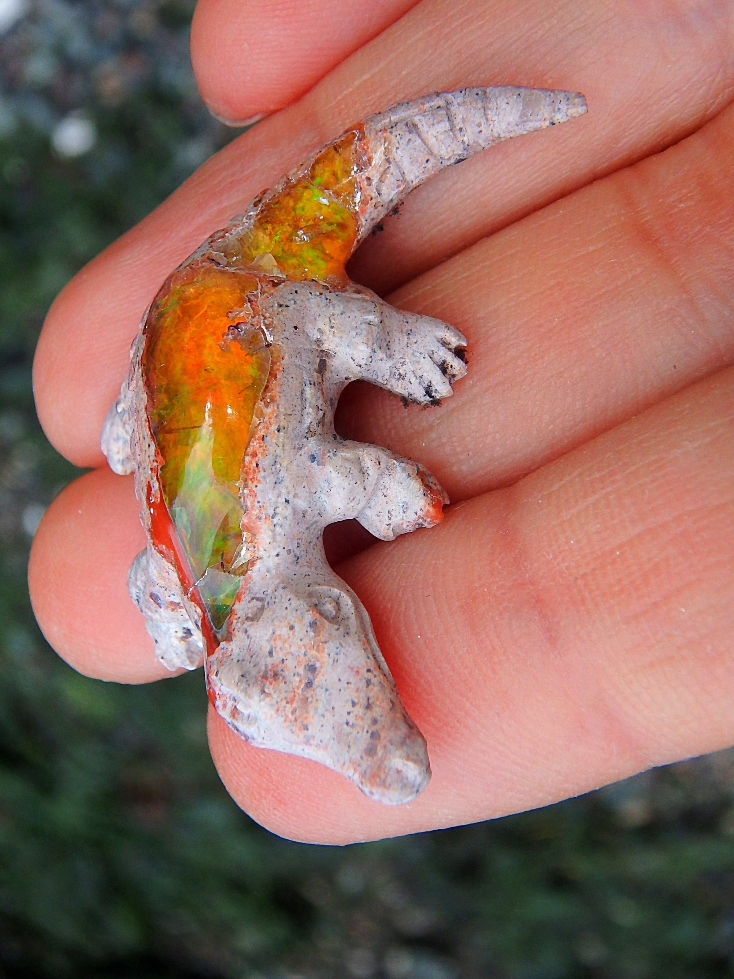 Cute Crocodile Mexican Fire Opal Carving - Earth Family Crystals