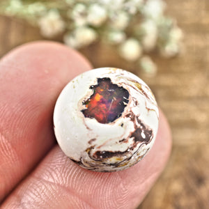 Sparkling Mexican Fire Opal Button Cabochon #9