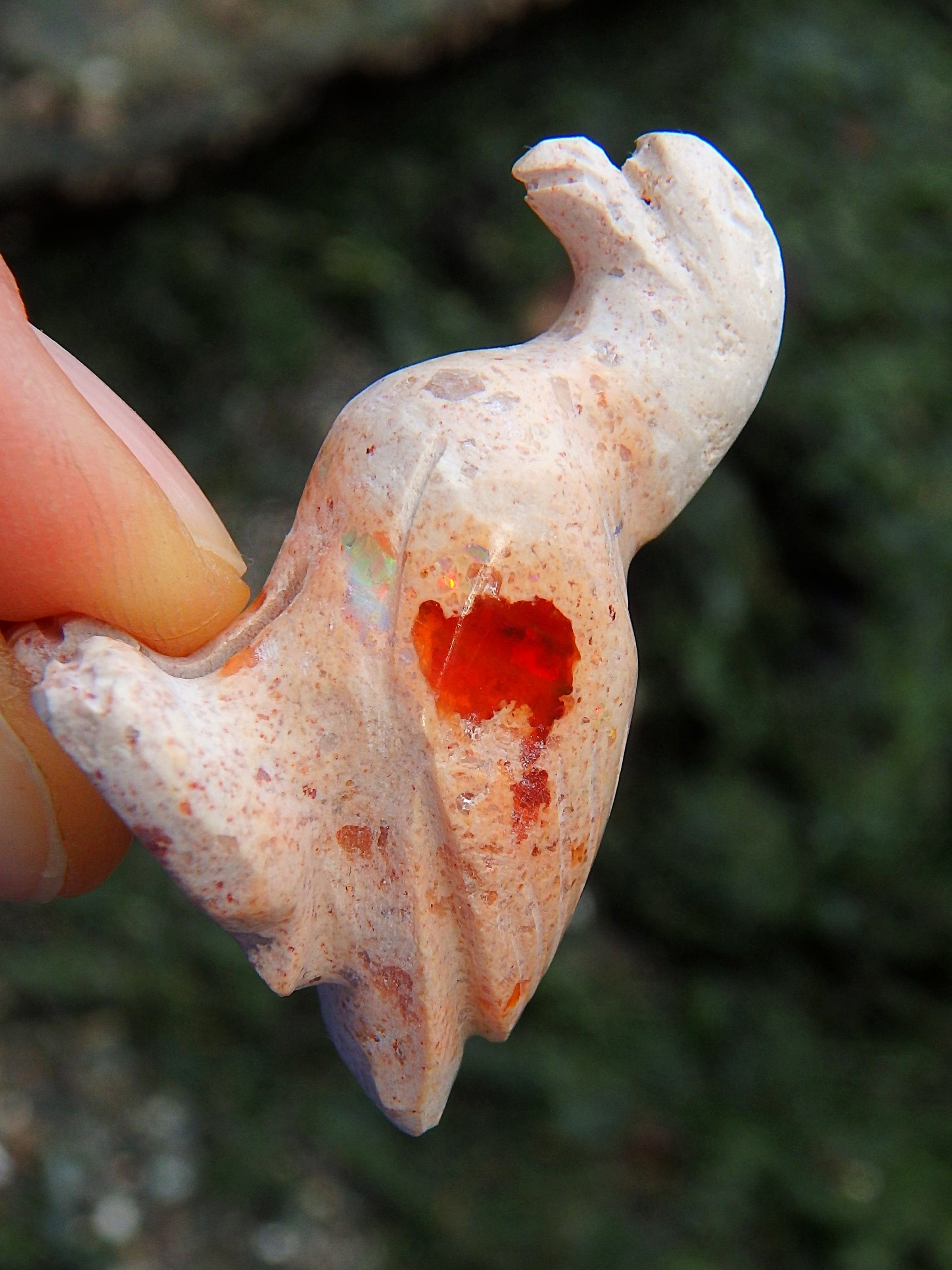 Elegant Eagle Mexican Fire Opal Carving - Earth Family Crystals