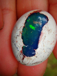 Amazing Green Sparkle Mexican Fire Opal Cabochon - Earth Family Crystals