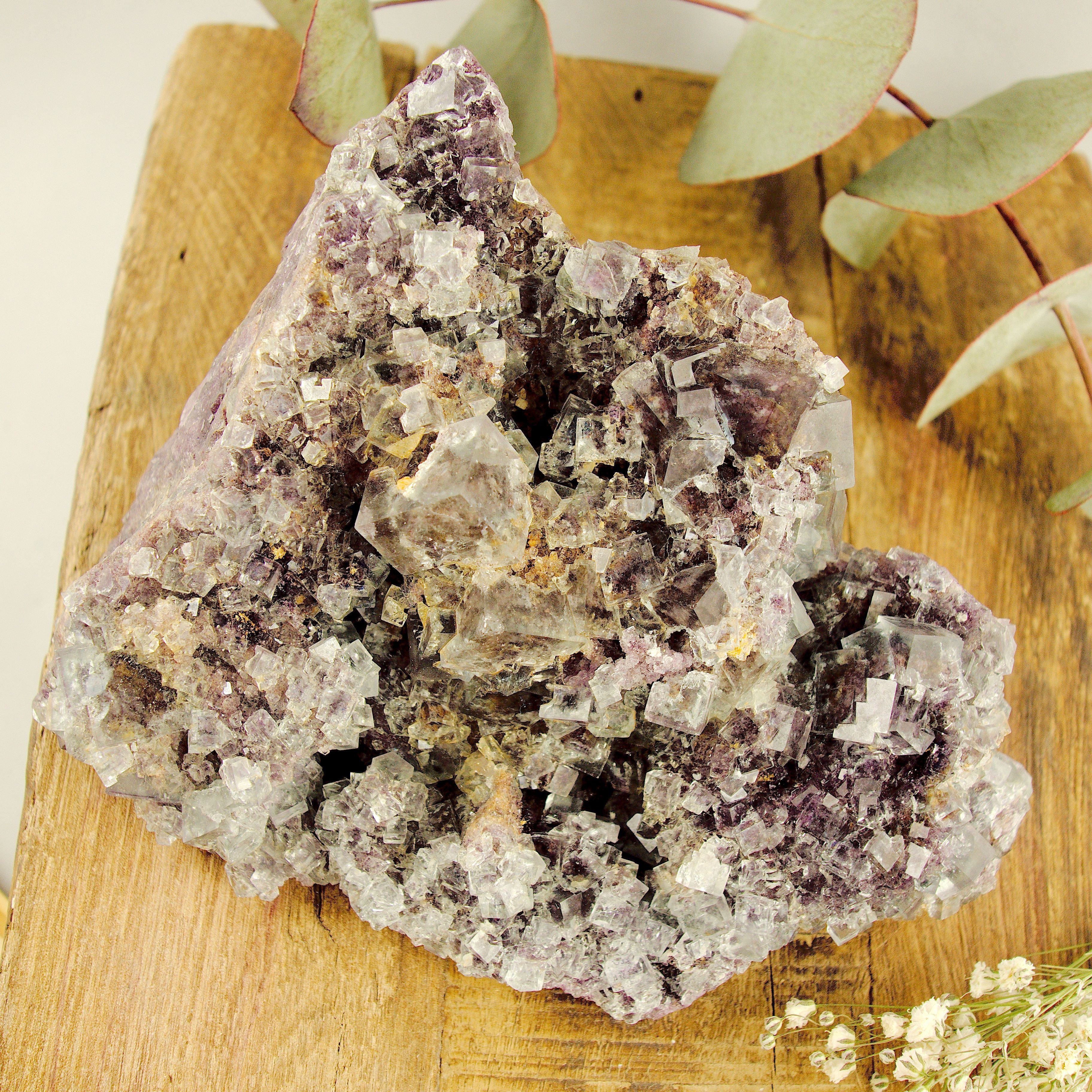 Completely Natural Large 1 LB Cubic Blue & Purple Gemmy Fluorite From Namibia - Earth Family Crystals