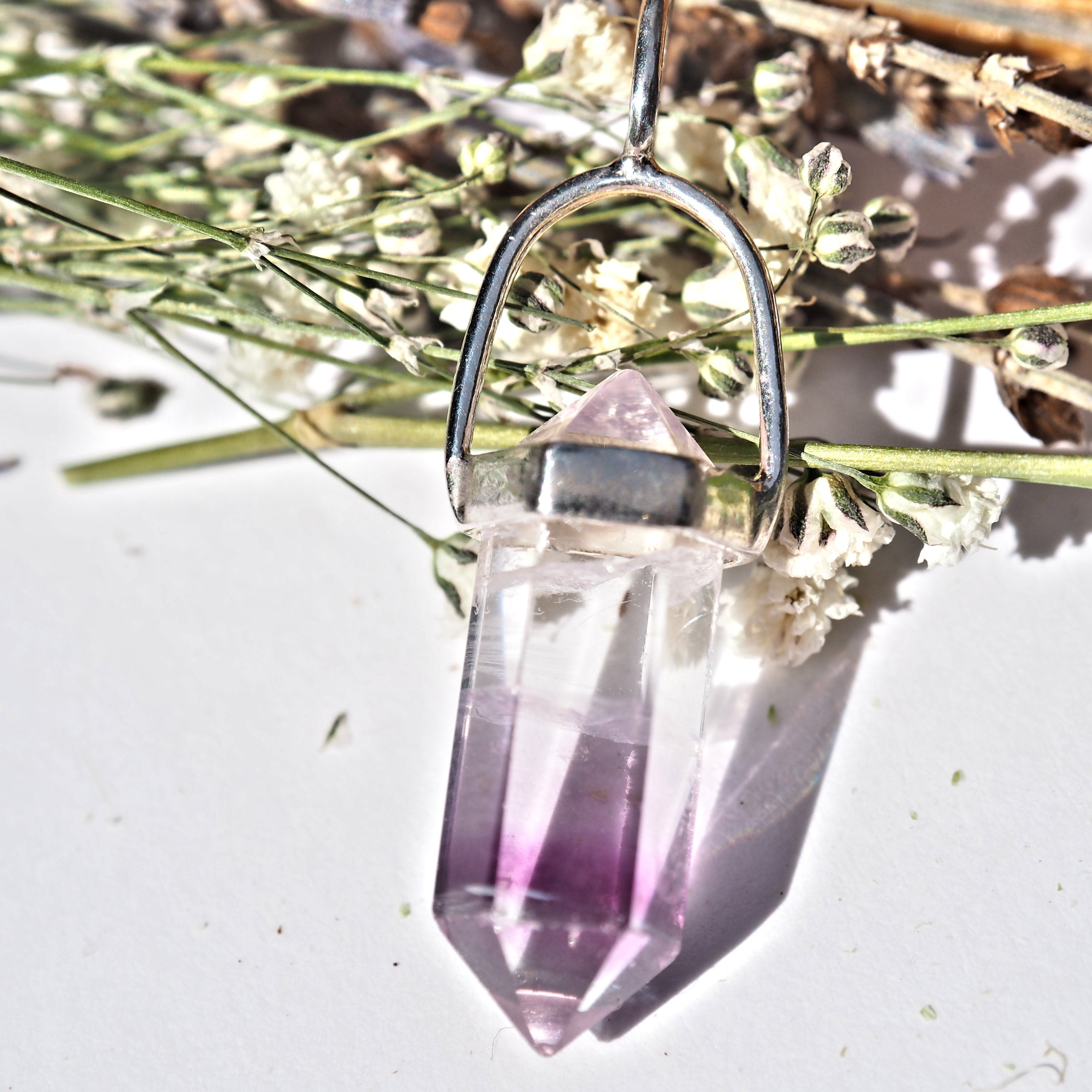 Optical DT Fluorite Point Dainty Pendant in Sterling Silver (Includes Silver Chain) #3