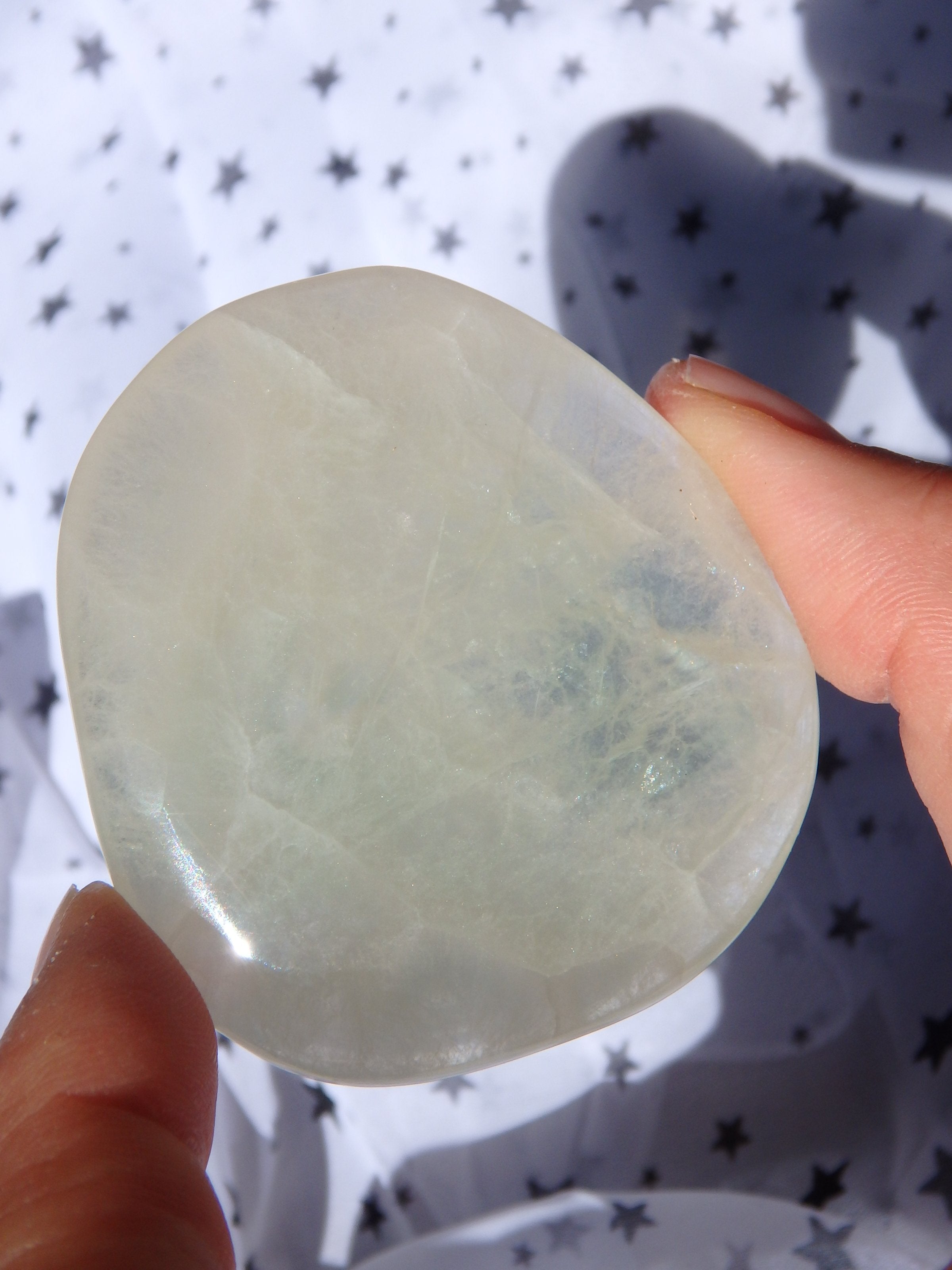 Smooth & Soothing Summer Green Fluorite Hand Held Worry Stone - Earth Family Crystals