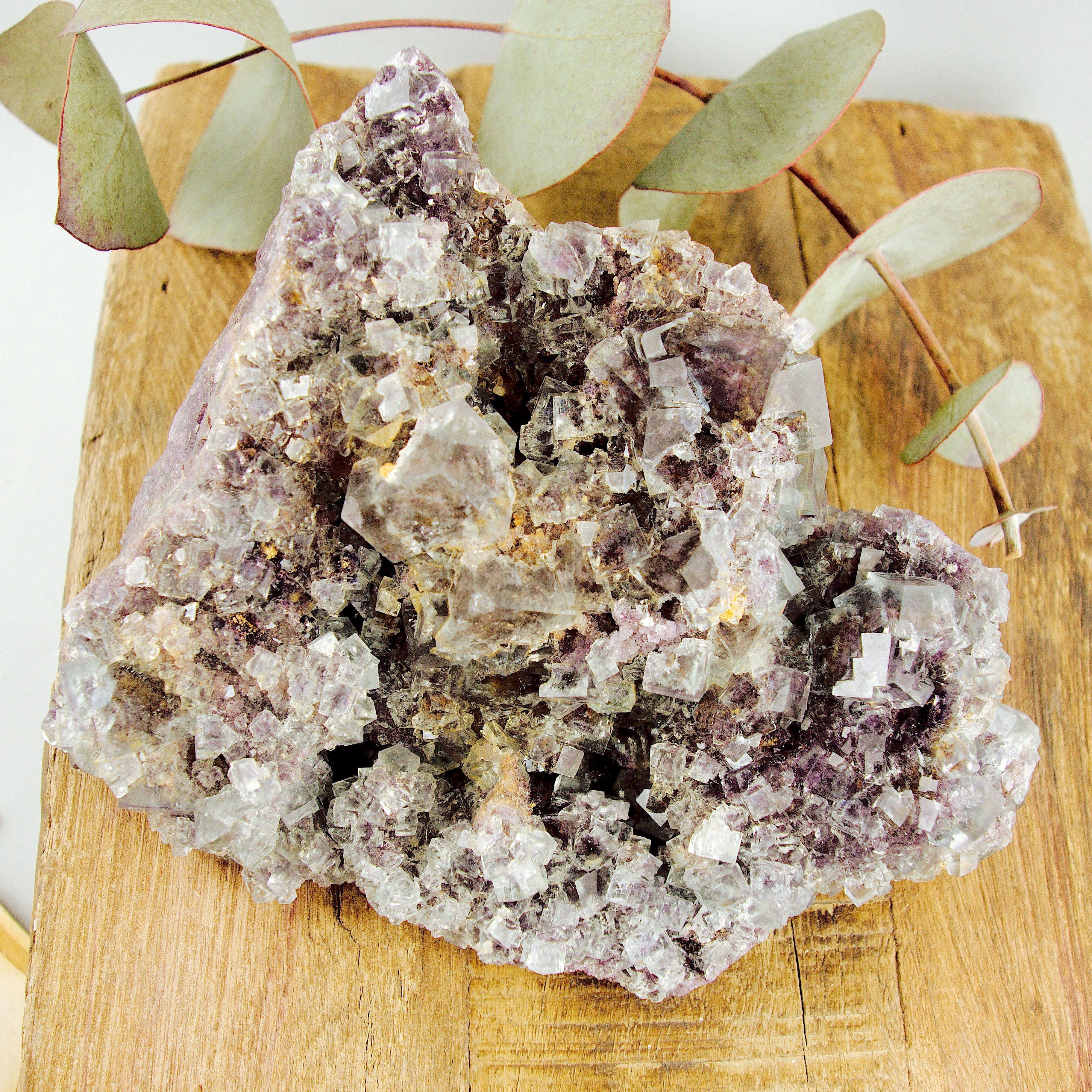 Completely Natural Large 1 LB Cubic Blue & Purple Gemmy Fluorite From Namibia - Earth Family Crystals