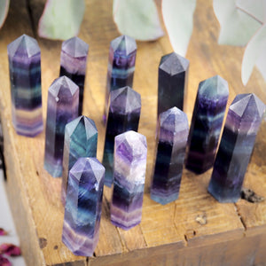 One Vibrant Rainbow Fluorite Standing Point Carving -Ideal For Crystal Grids