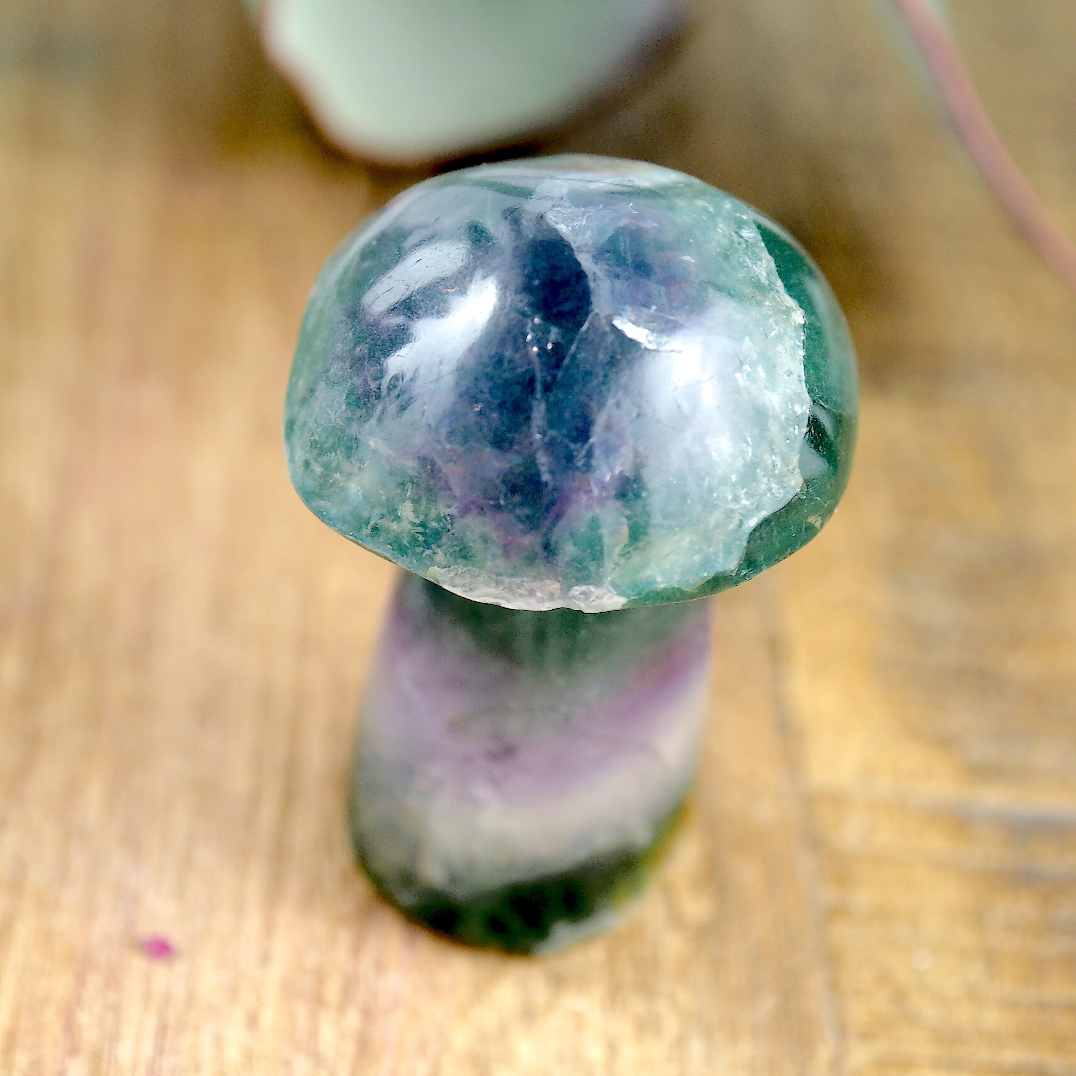 Rainbow Fluorite Mushroom Standing Display Carving