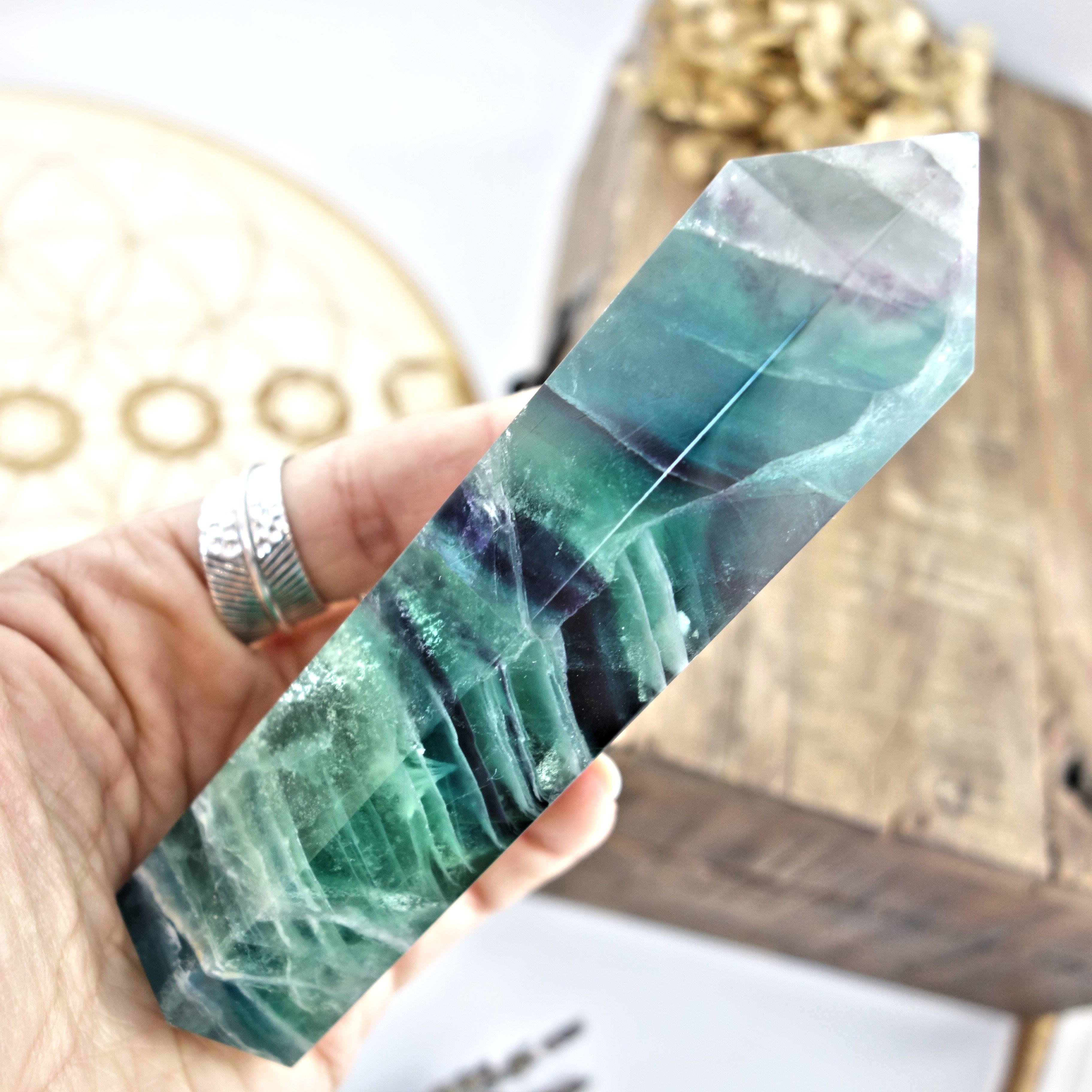 Brilliant Color Contrast Rainbow Fluorite Standing Display Tower - Earth Family Crystals