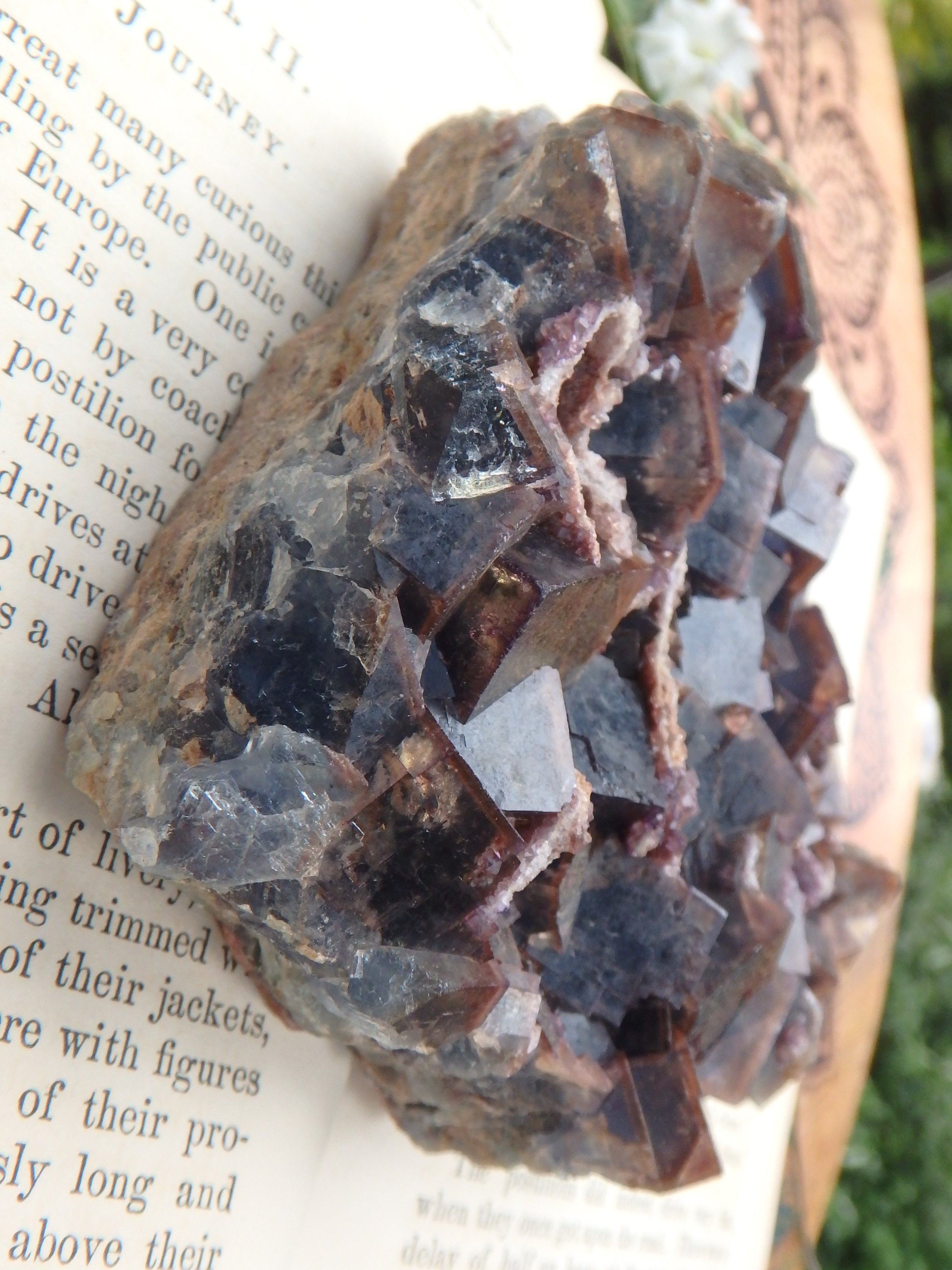 Chunky Turquoise & Deep Purple Cubic Fluorite Cluster From Zuni Mnts, New Mexico - Earth Family Crystals