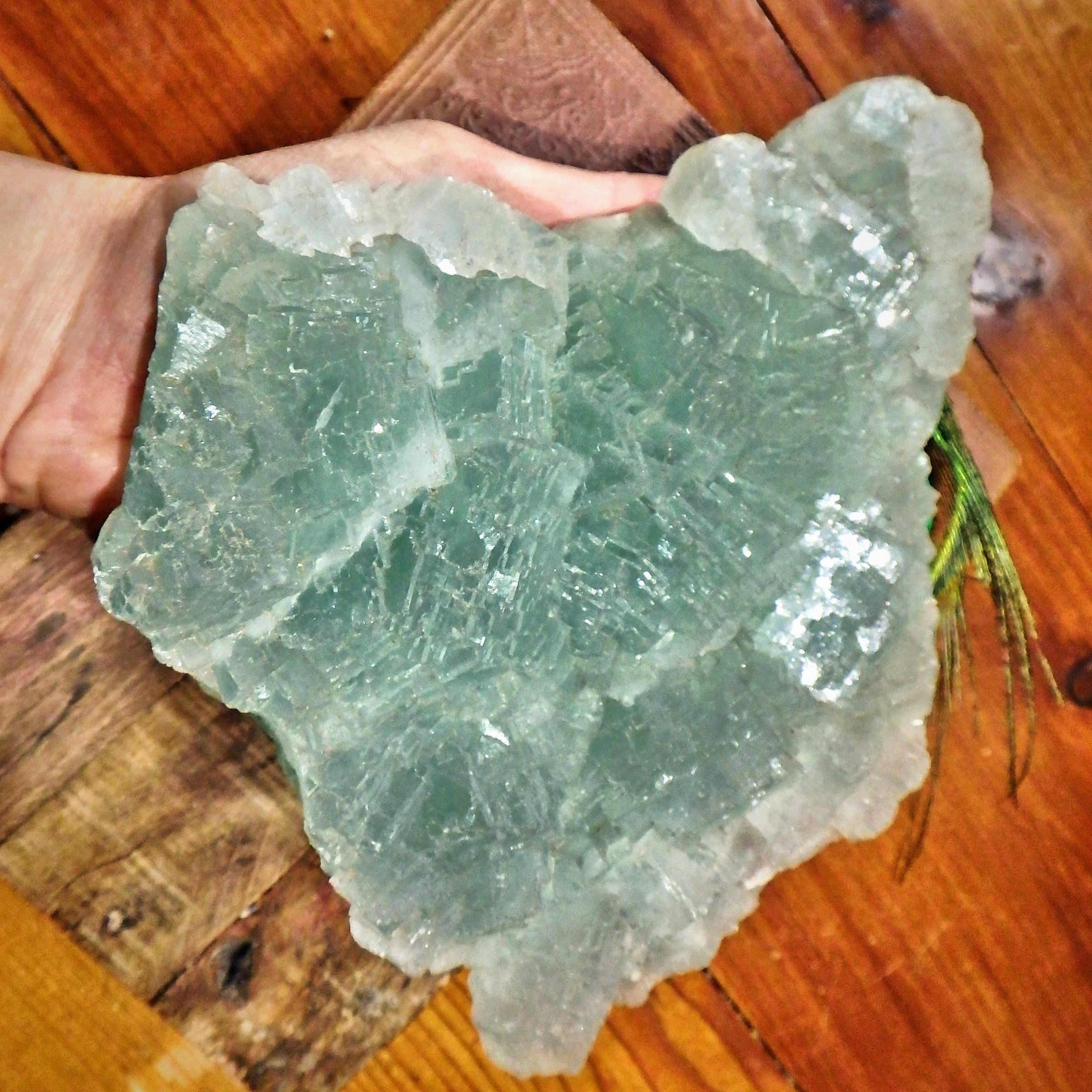 4.8 LB Huge Cubic Ice Green Fluorite Natural Specimen Perfect for Display - Earth Family Crystals