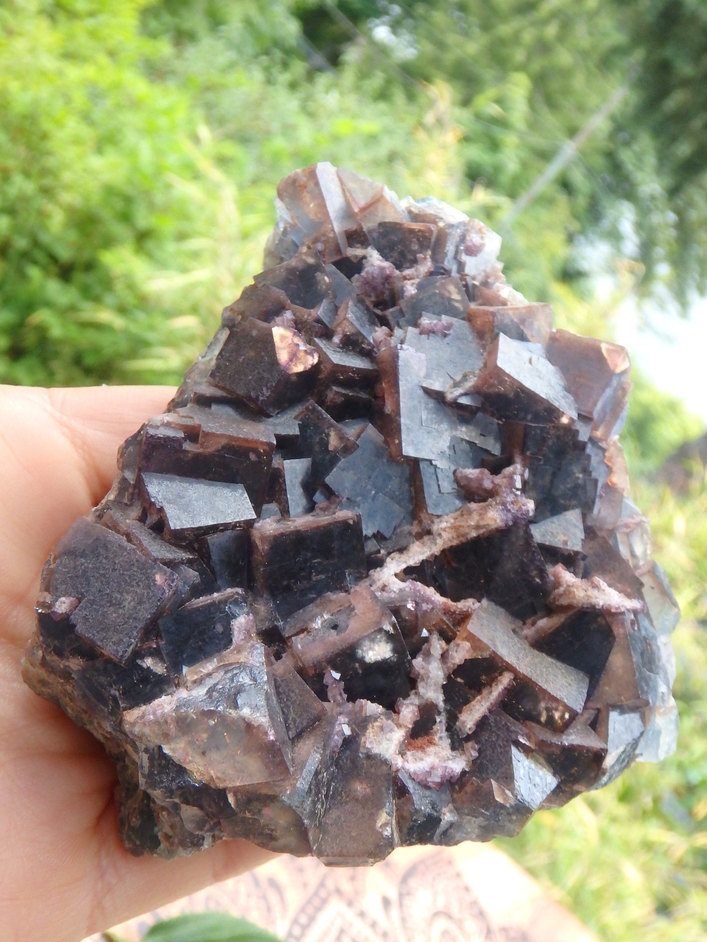 Chunky Turquoise & Deep Purple Cubic Fluorite Cluster From Zuni Mnts, New Mexico - Earth Family Crystals