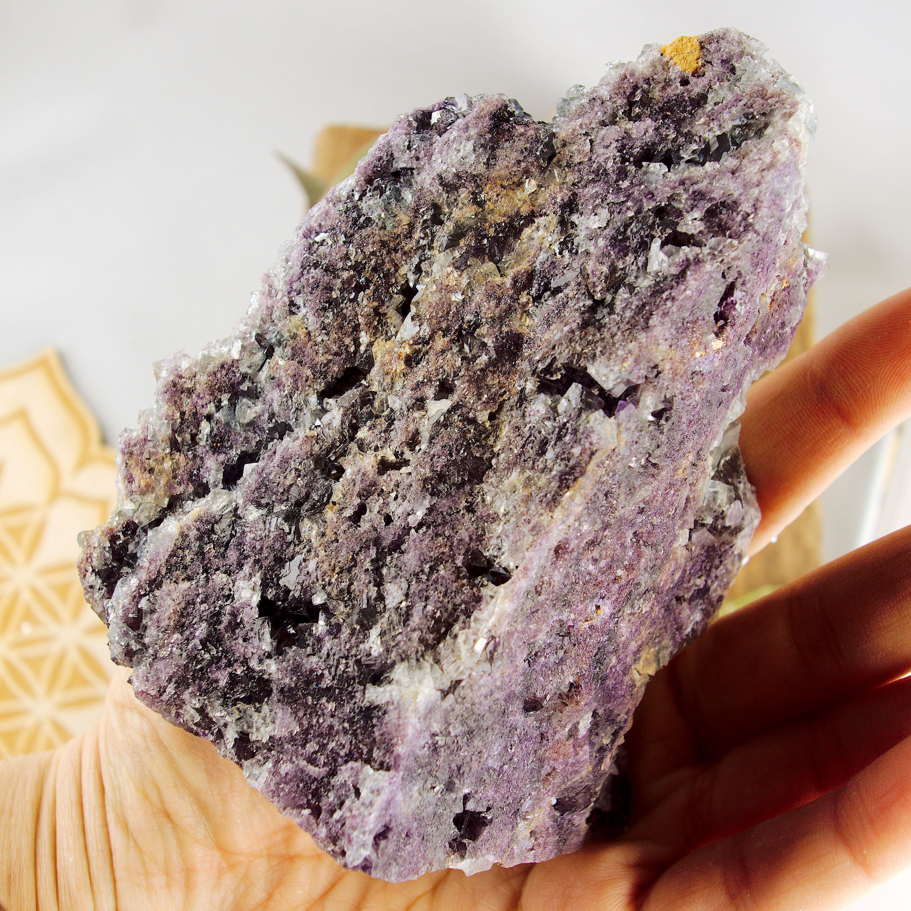 Completely Natural Large 1 LB Cubic Blue & Purple Gemmy Fluorite From Namibia - Earth Family Crystals