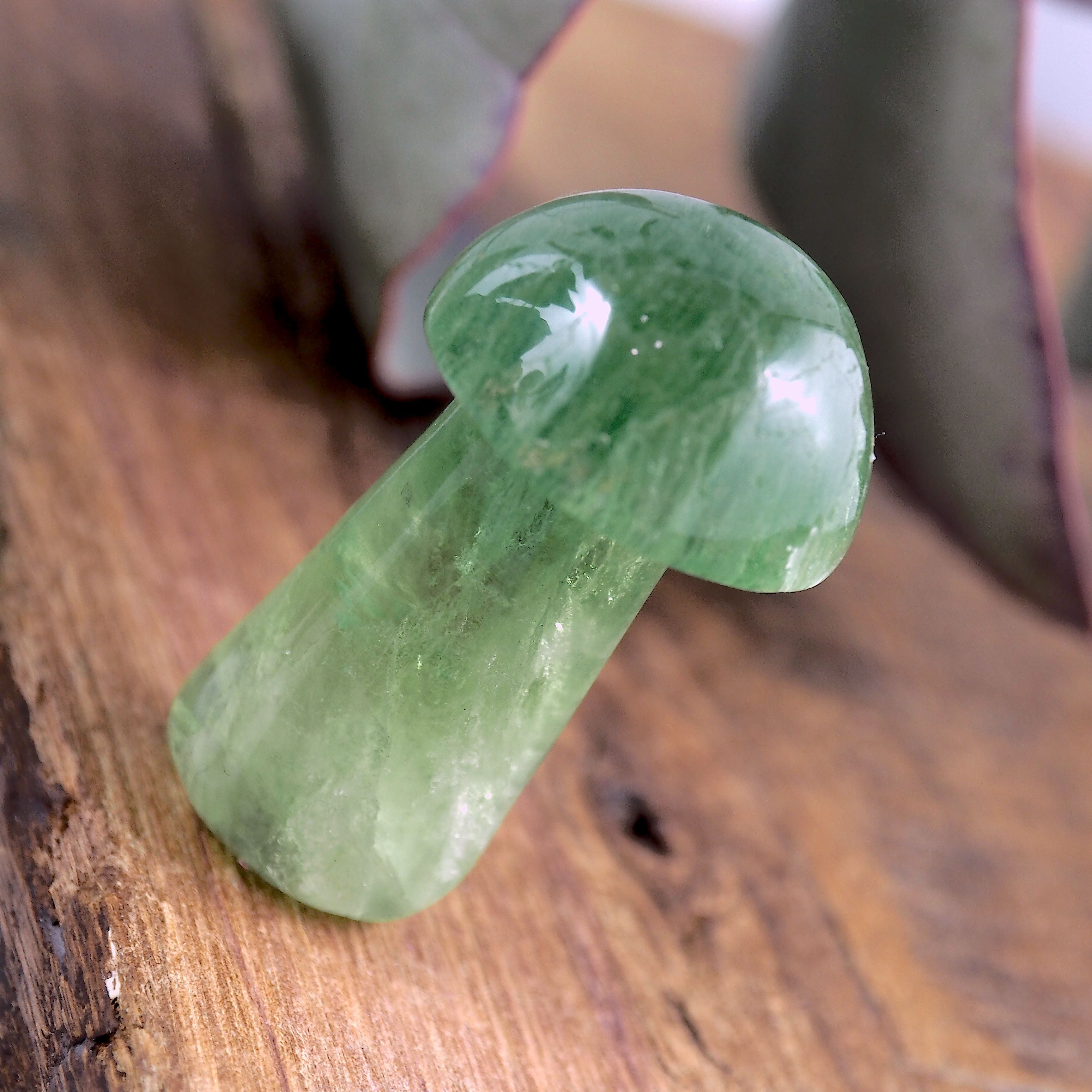 Vibrant Green Fluorite Mushroom Standing Display Carving - Earth Family Crystals