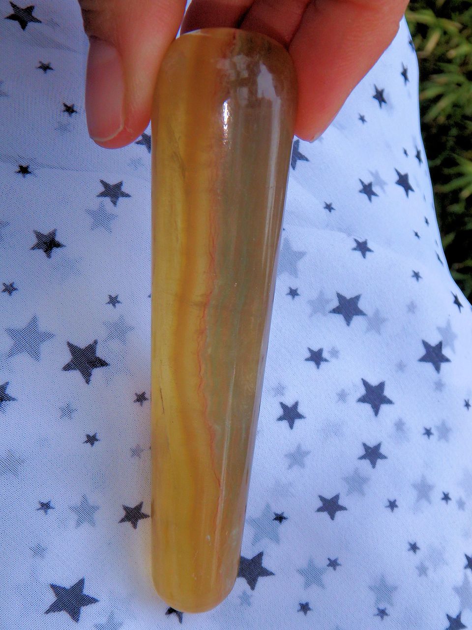 Fabulous Golden Rainbow Fluorite Wand Carving - Earth Family Crystals