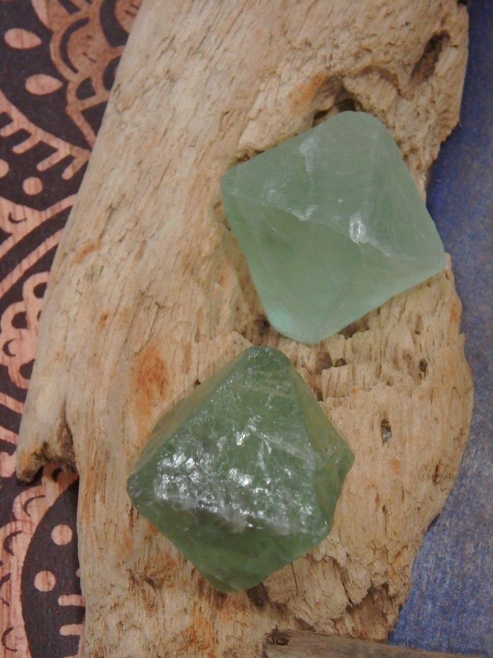 Set of 2 Natural Green Fluorite Hand Held Specimens - Earth Family Crystals