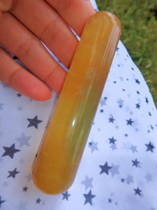 Sun Filled Golden Fluorite Wand With Green Streak - Earth Family Crystals