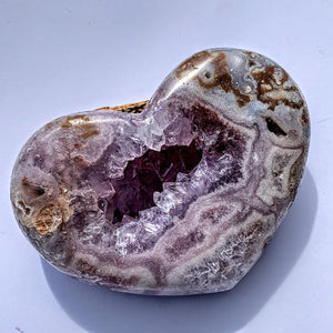 XL Pink & Purple Amethyst Druzy Geode Heart Carving - Earth Family Crystals