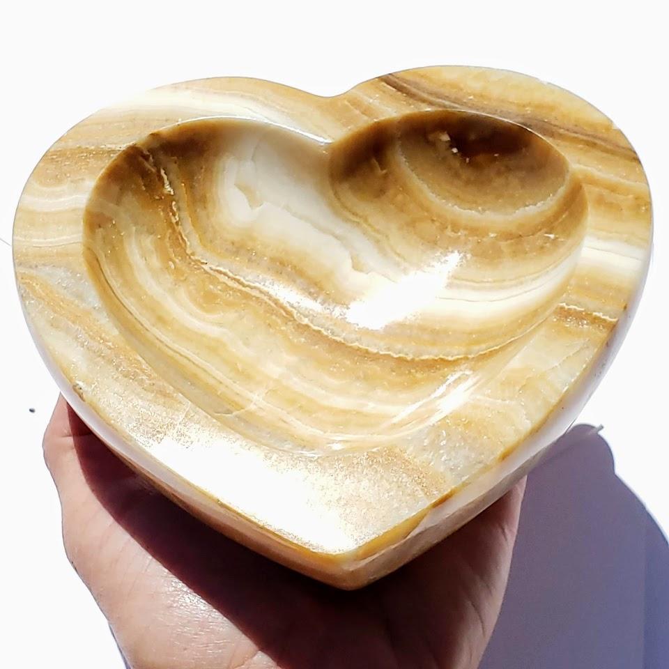 Incredible XL Orange Onyx Heart Bowl Display Carving~Perfect to Hold Precious Gems!
