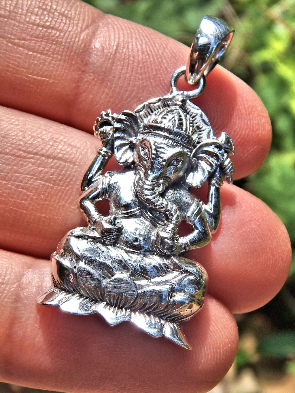 Fabulous Ganesha Pendant in Sterling Silver (Includes Silver Chain) - Earth Family Crystals
