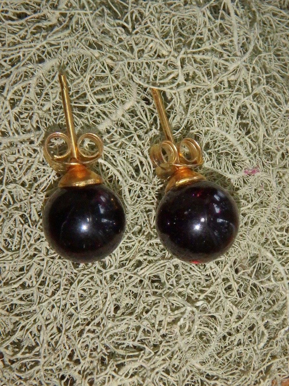 Burgundy Garnet Stud Earrings in Gold - Earth Family Crystals