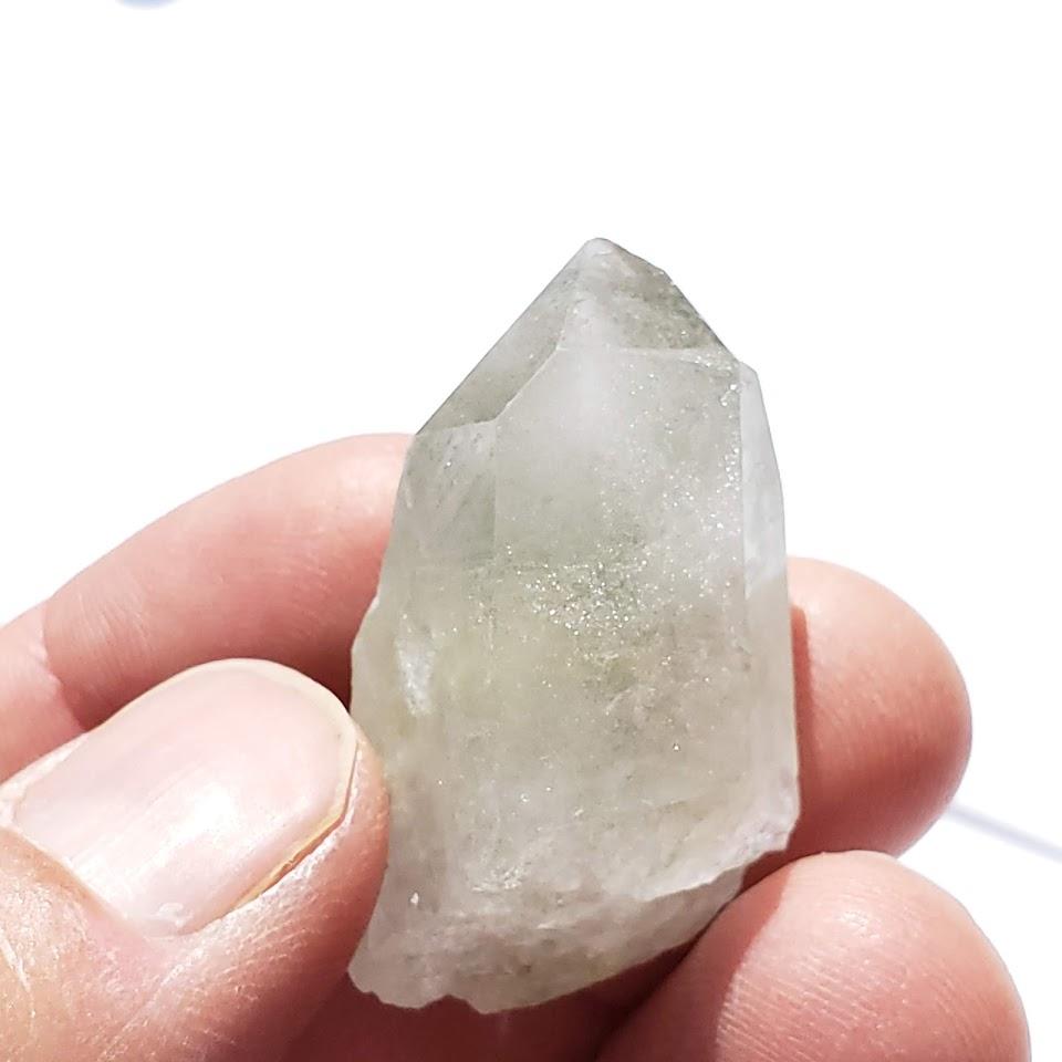 Green Chlorite Included Quartz Natural Point From Brazil #1 - Earth Family Crystals